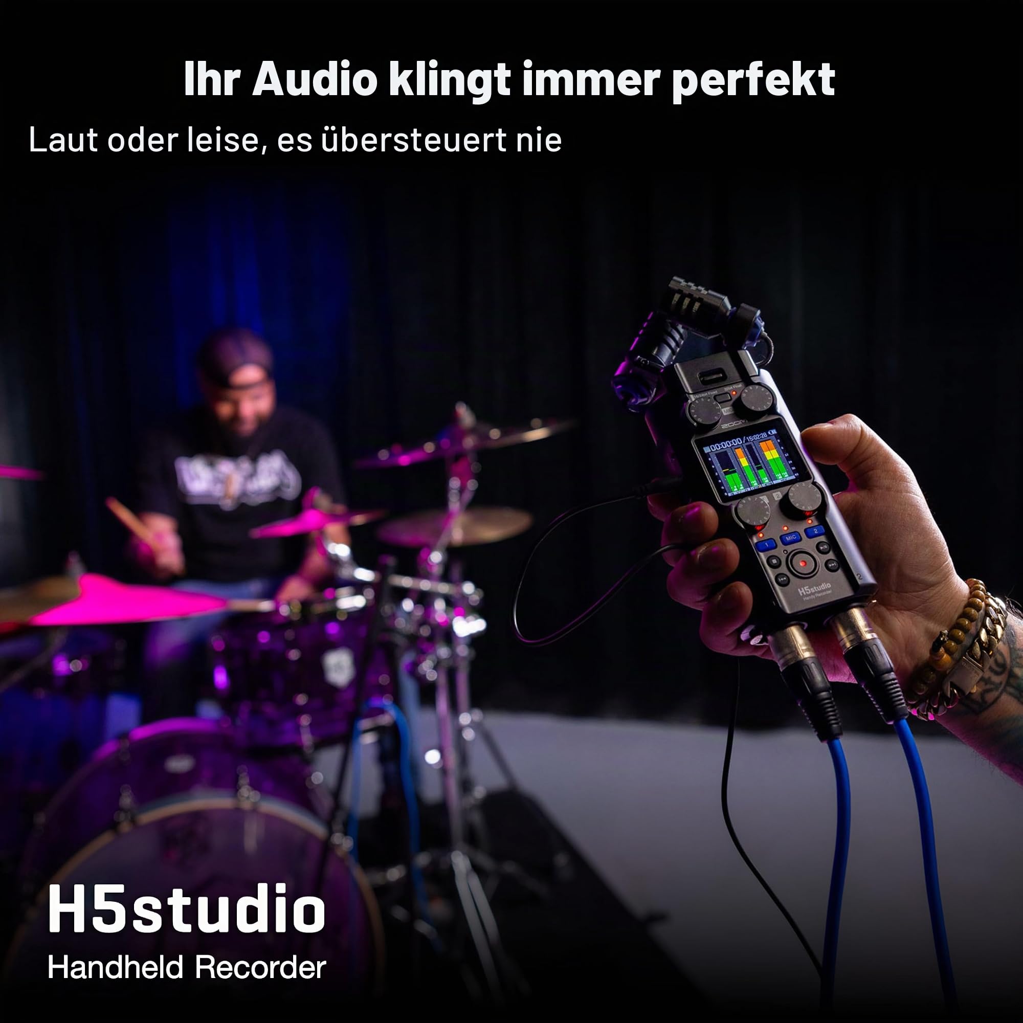 ZOOM H5studio, Handy Recorder mit 6 Spuren, regelbare Aufnahmen mit 192 kHz 32 Bit Float, Mikrofone und Vorverstärker in Studio-Qualität für makellose Klangqualität, schwarz