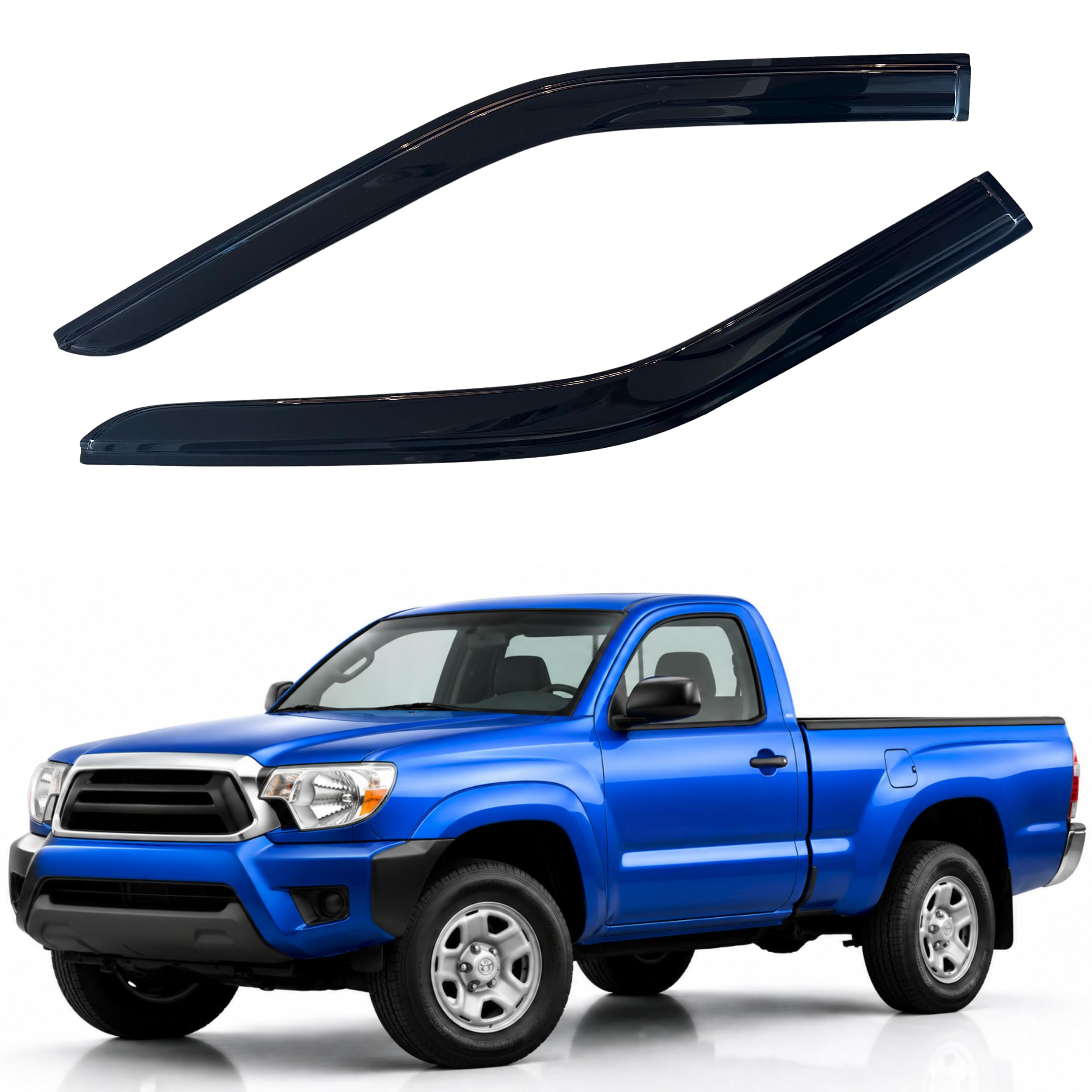 IG Window Visors Fit for 2005-2015 Toyota Tacoma Single Cab, Out-Channel Rain Guards Vent Wind Deflectors 2PC, Truck Accessories for 05-15 Tacoma Regular Cab (Single Cab Only)