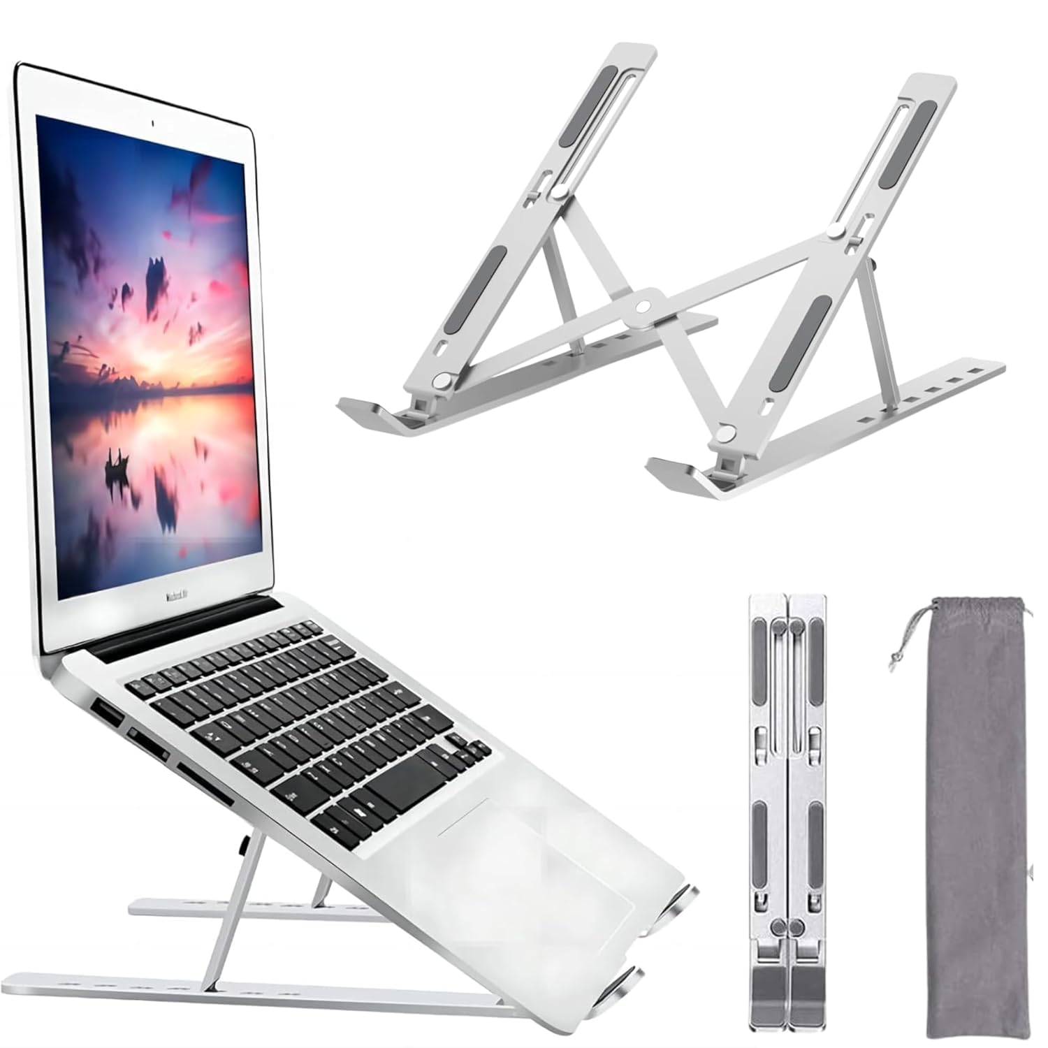 EZYX Aluminum Laptop Stand – 6 Angles Adjustable Ergonomic Foldable... EZYX Aluminum Laptop Stand – 6 Angles Adjustable Ergonomic Foldable...