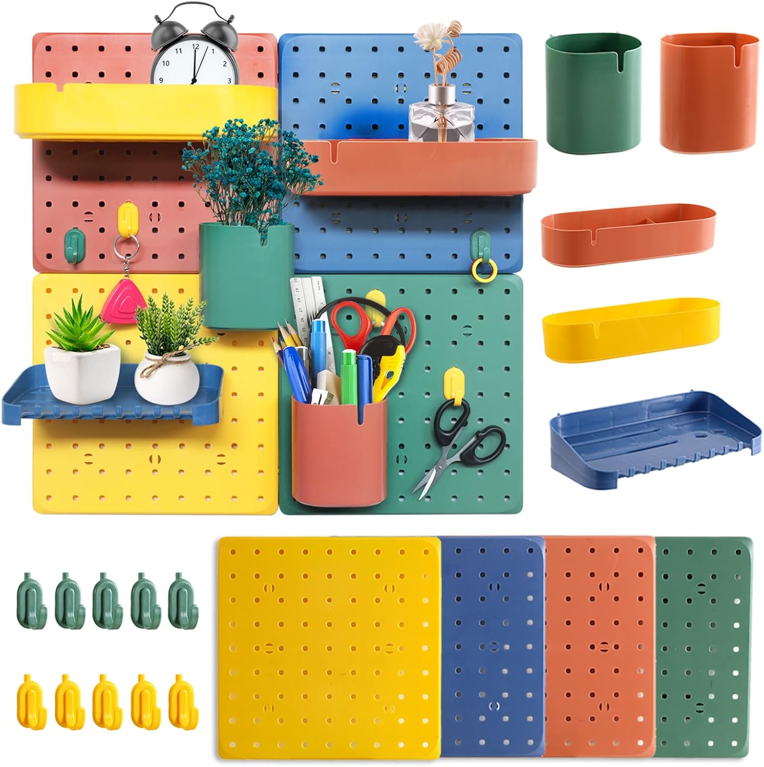 Buperb Pegboard Wall Organizer, 4Pcs Plastic Pegboards
