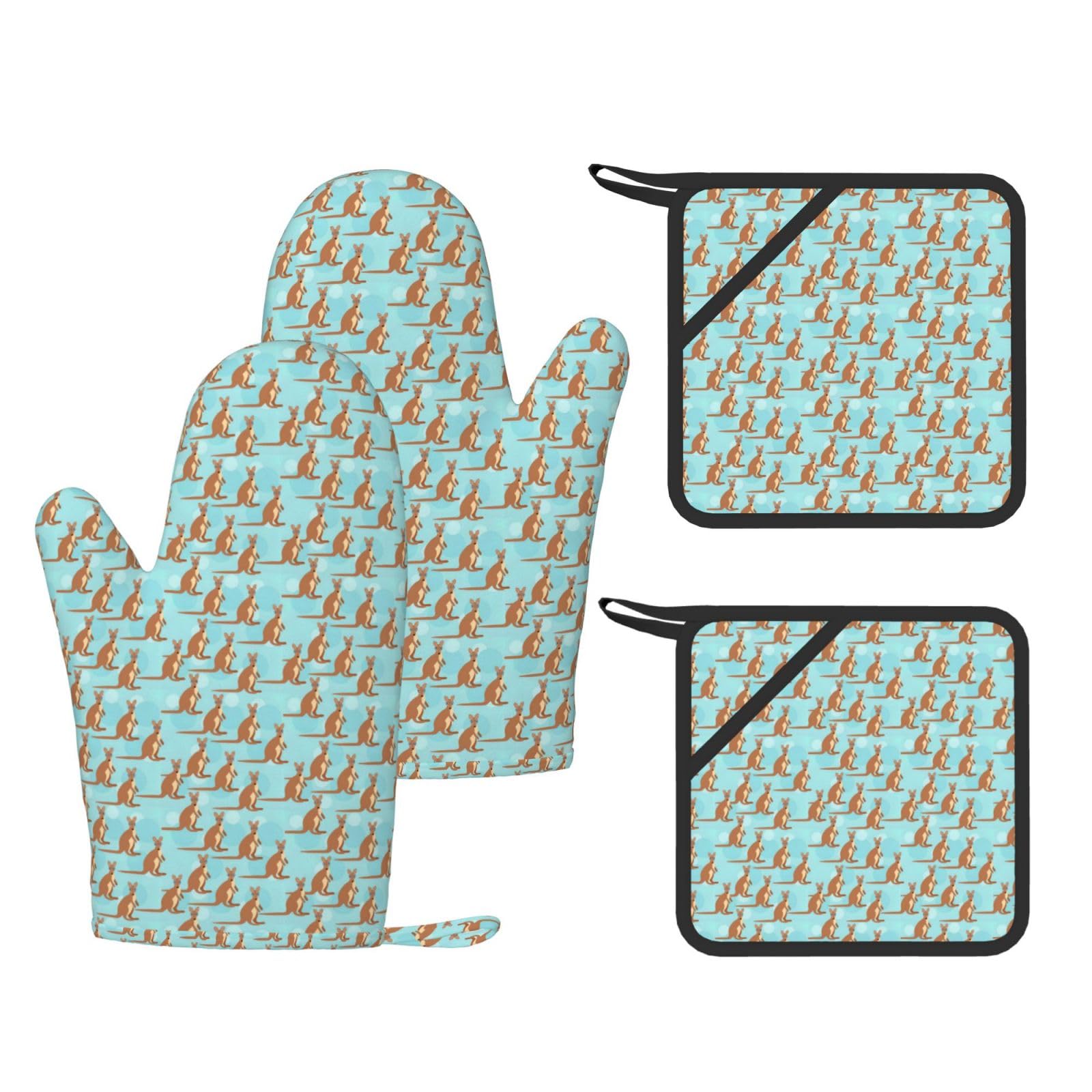Gants résistants à la chaleur Funny For Kangourou motif zoo cuisine