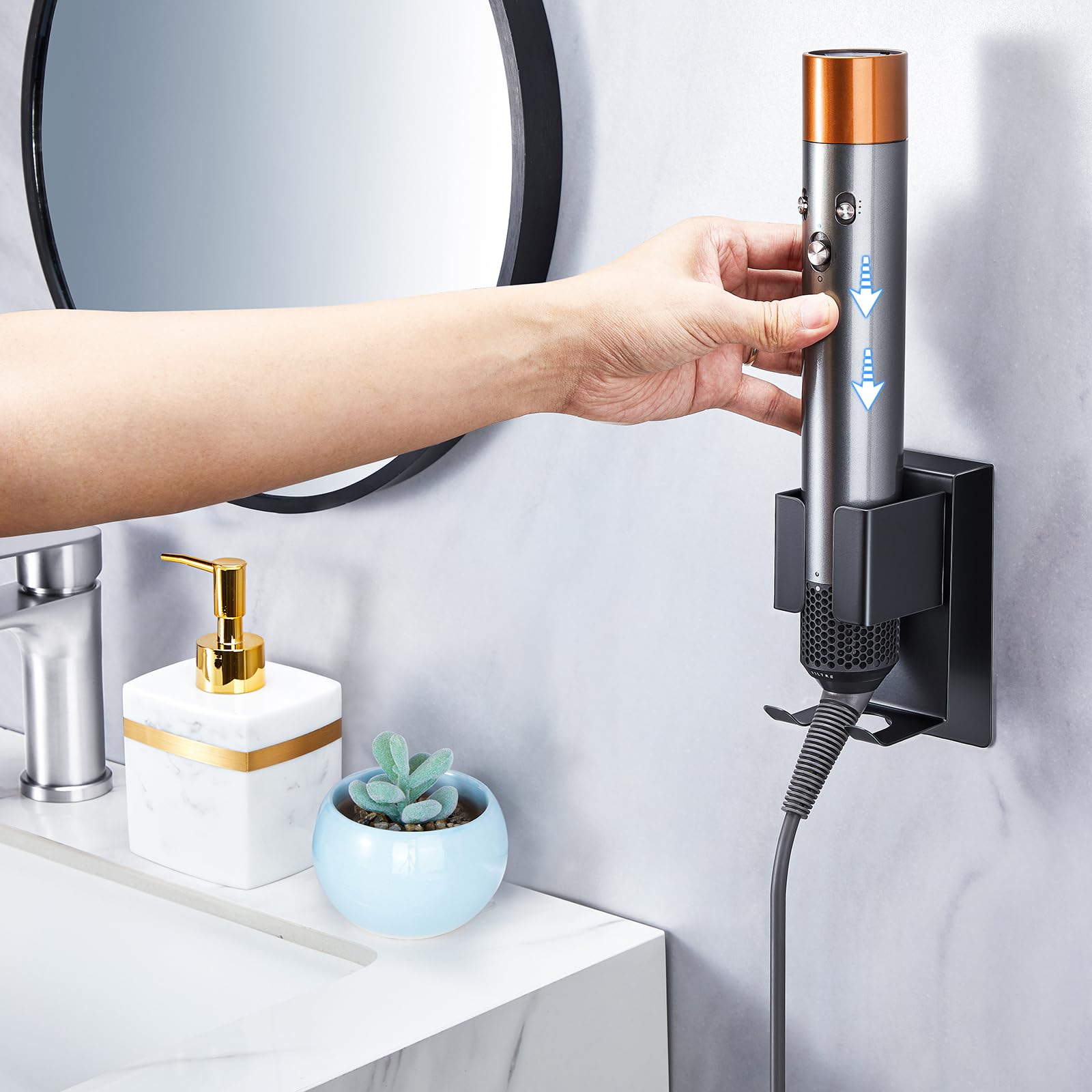 LOXSUN Glätteisen Halterung Ohne Bohren - Praktische Wandhalterung Für Föhn & Lockenstab