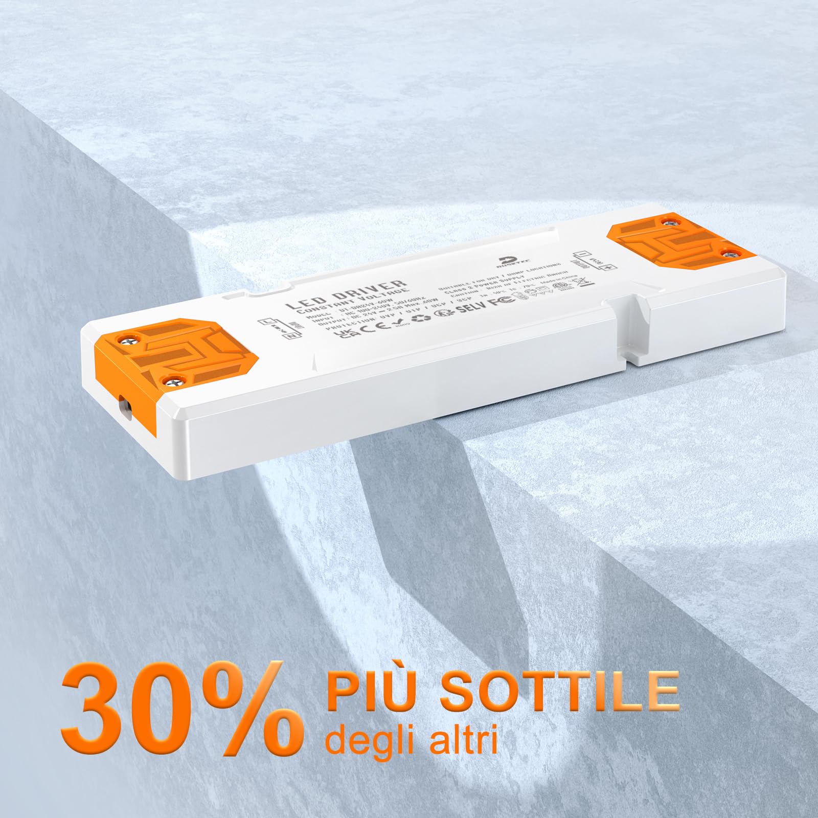 DUSKTEC Alimentatore 2,5A DC 24V per Striscia LED - Trasformatore 60W AC 220V a DC 24 Volt, Slim Driver a Bassa Tensione, IP44 Power Supply Tensione Costante per Luci Lampada Fari