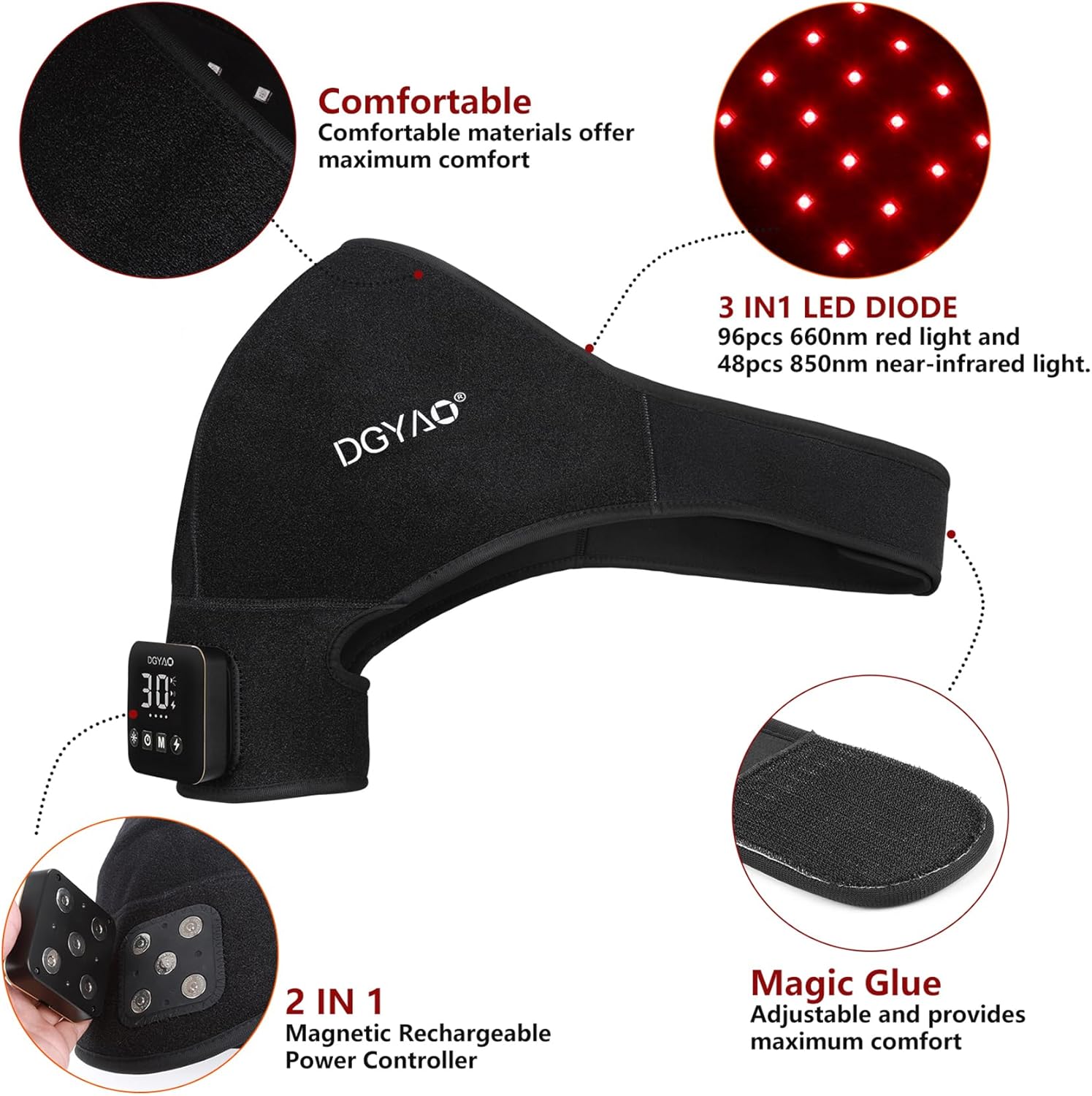 Cordless Red Light Therapy for Shoulder, Near Infrared Light Therapy Device Pulse for Elbow Shoulder Arm Joint Pain Relief Muscle Relax, Portable for Home Office Business Trip Use - Image 5