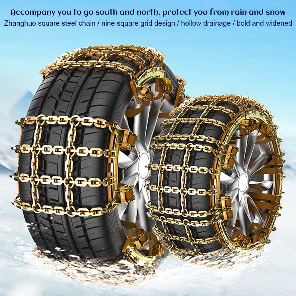 KIMISS Snow Chains, Car Tire Chains Anti Slip Anti Skid Tire Chains Security Chain Emergency Thickening Chains Double Anti Skid for Car SUV Trucks (Large A)