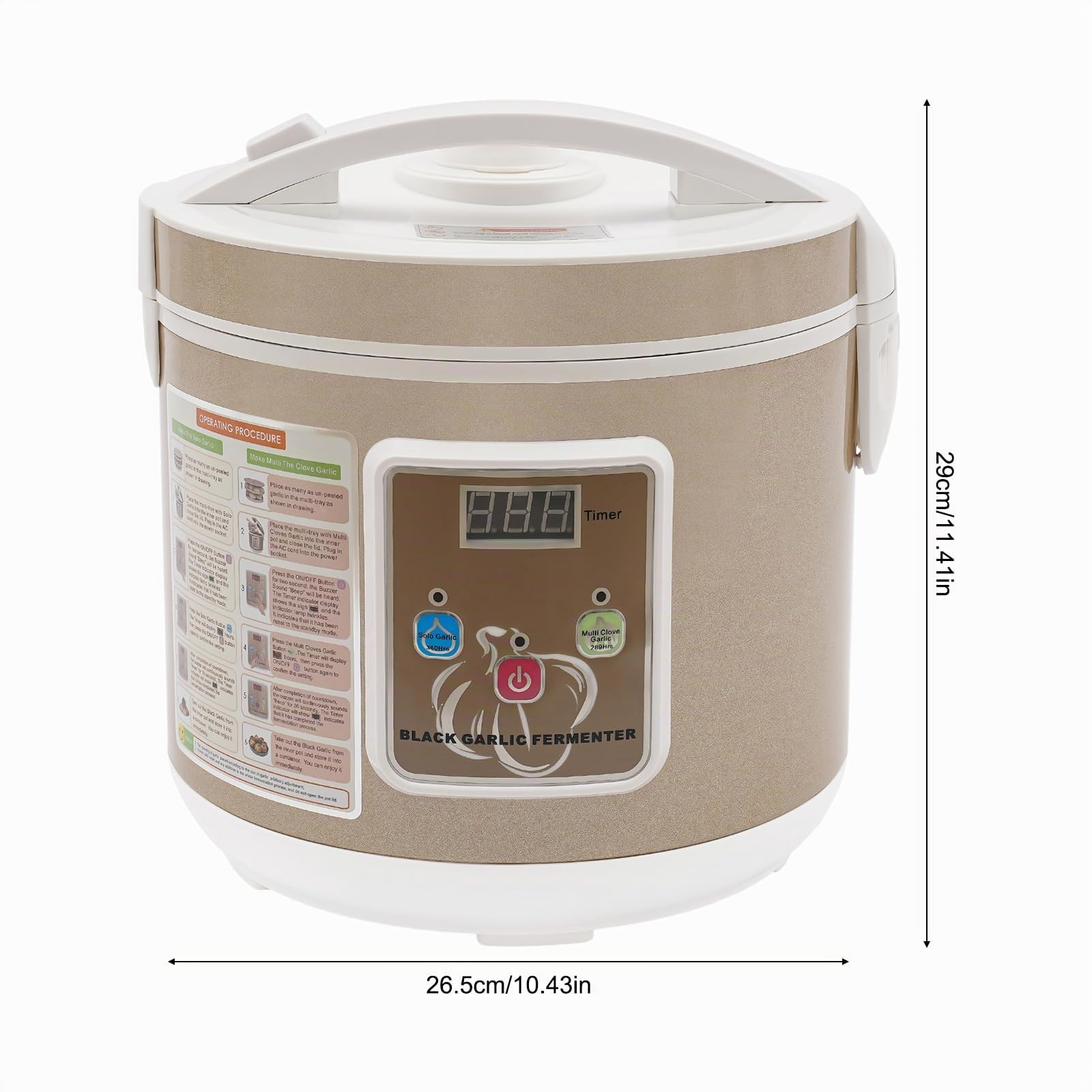Fermentador de ajo negro 5 L, automático prensa de ajo, control inteligente, máquina de fermentación de ajo, tapa aislante de doble capa, mango y botón prácticos, control de tiempo y temperatura