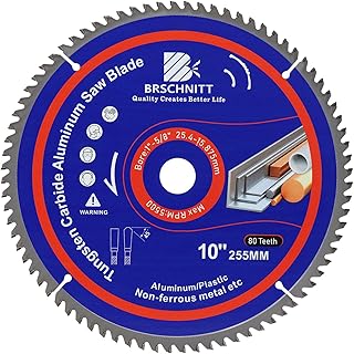 10Inch 80Tooth TCG Aluminum and Non-Ferrous Metal Saw Blade - for Cutting Aluminum Plastics and Non Ferrous With1 Arbor and 5/8" Bore Washer