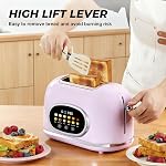 2 Slice toaster Retro acier inoxydable intelligent avec des fonctions Bagel, Cancel et Defrost, écran tactile intelligent pour une opération plus facile, 6 Paramètres de l'ombre de pain, Fentes extra larges et plateau en croûte amovible, Rose