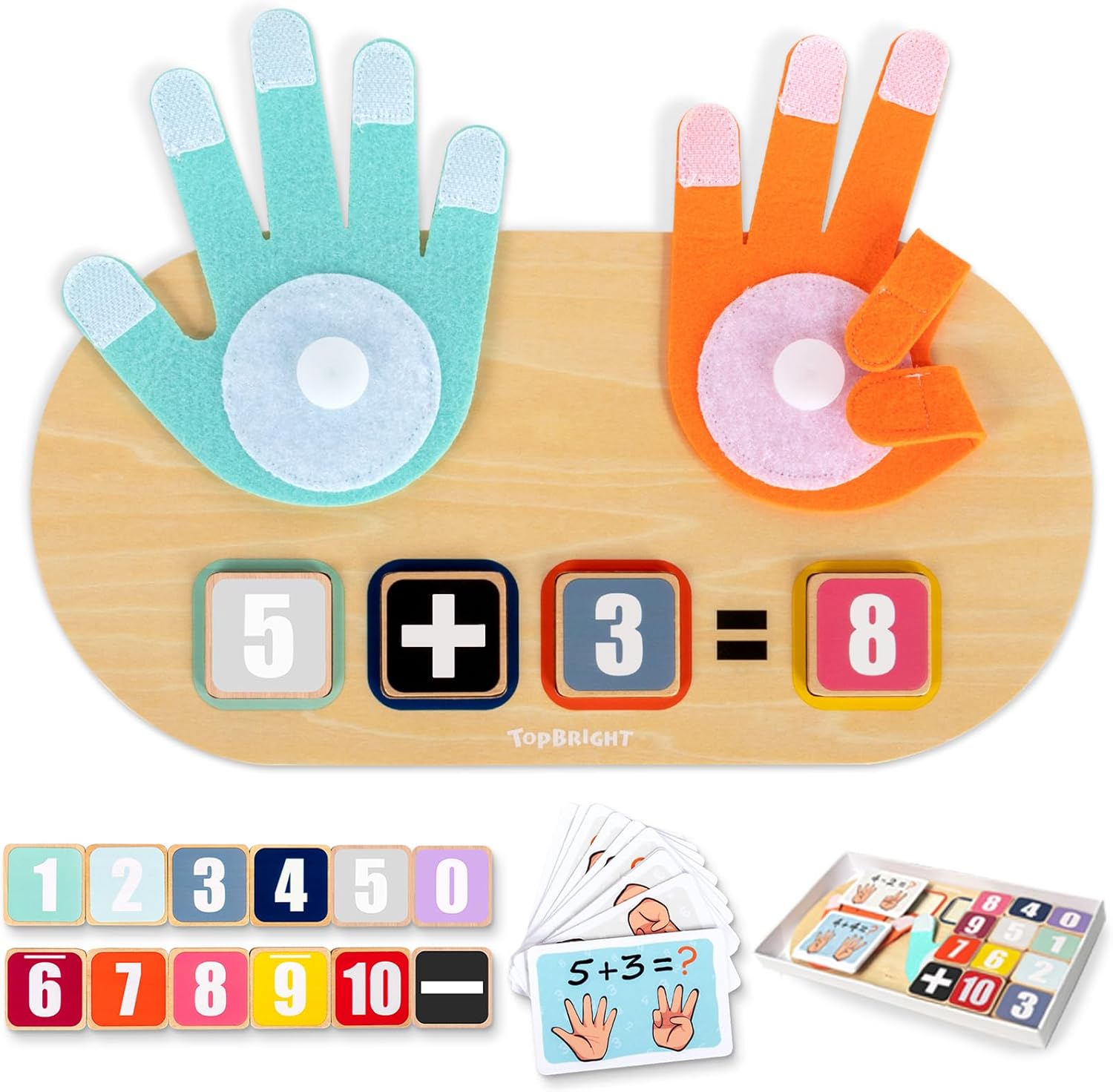 TOP BRIGHT Finger Math Addition & Subtraction Toys for Kids, Montessori Magnetic Beads Sorting Matching Learning Game for Ages 3 4 5+ Year, Educational Toys Gift for Preschoolers