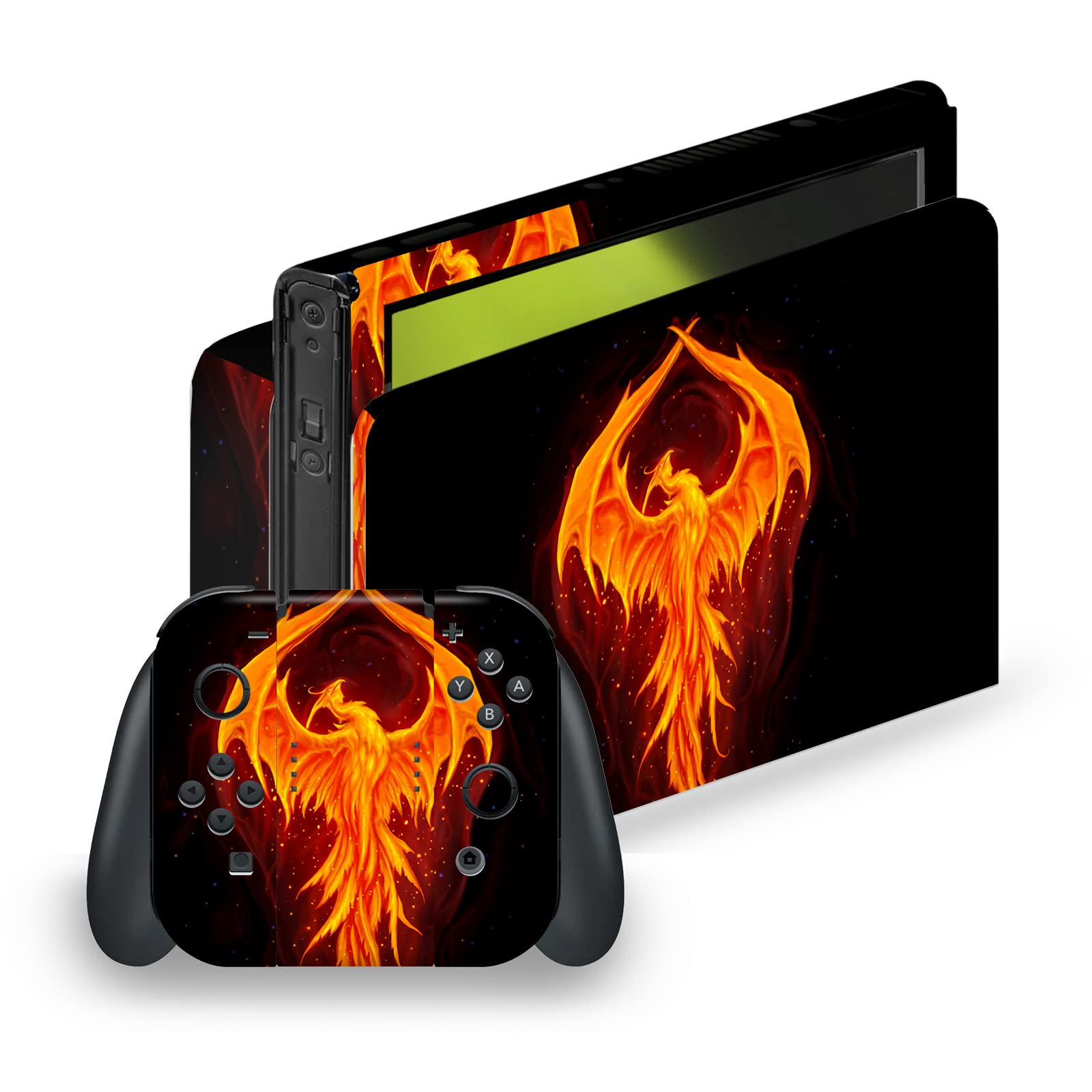 Head Case Designs sous Licence Officielle Christos Karapanos Dragon Phénix Mix Art Vinyle Autocollant De Jeu Peau Autocollant Couverture Compatible avec Nintendo Switch OLED Bundle