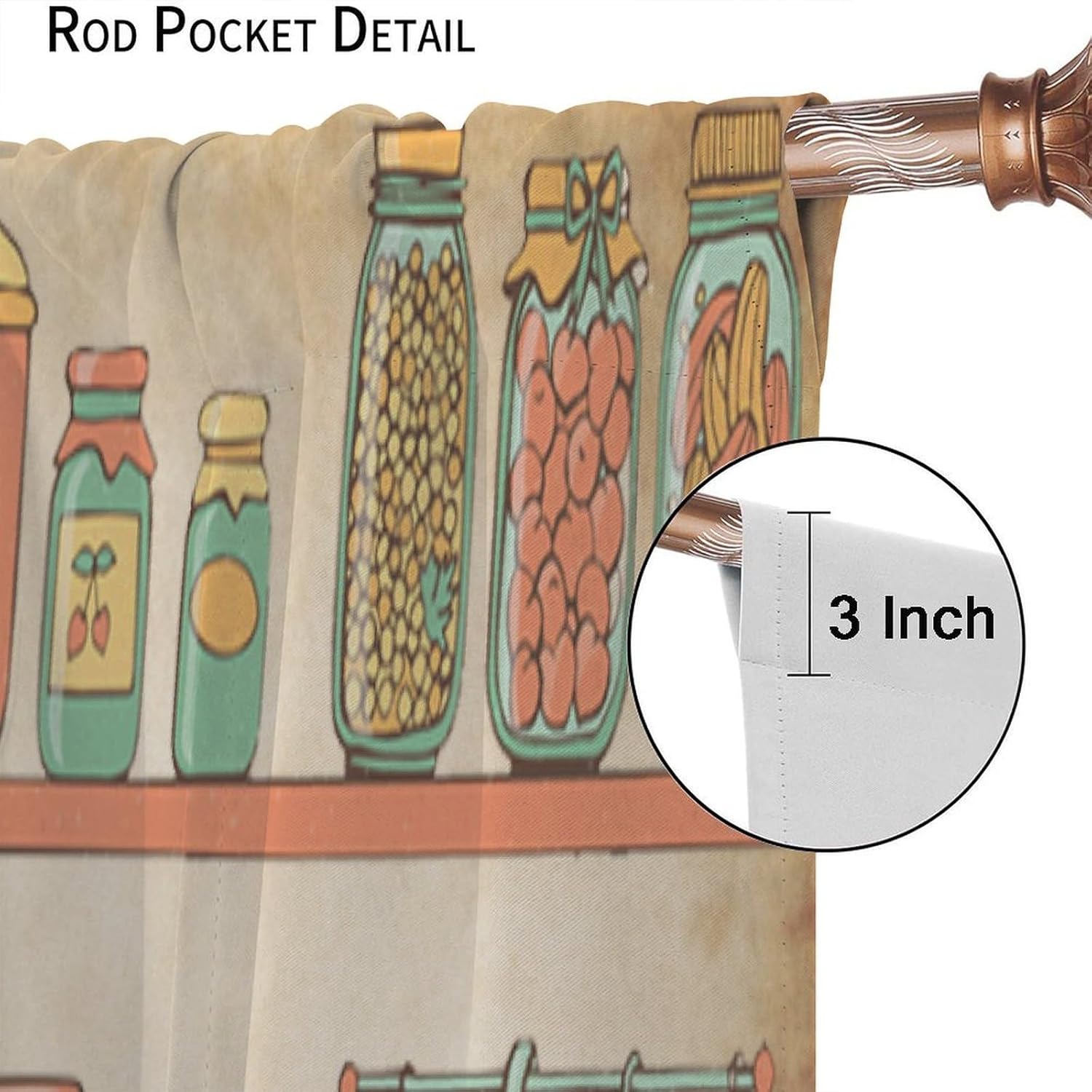 Farmhouse Kitchen Blackout Window Curtains, Rustic Country Fork and Spoon Cook Theme Rustic Vintage Cottage for Home Kitchen Restaurant Decoration Window Drapes 2Panel 42" W X 54" L