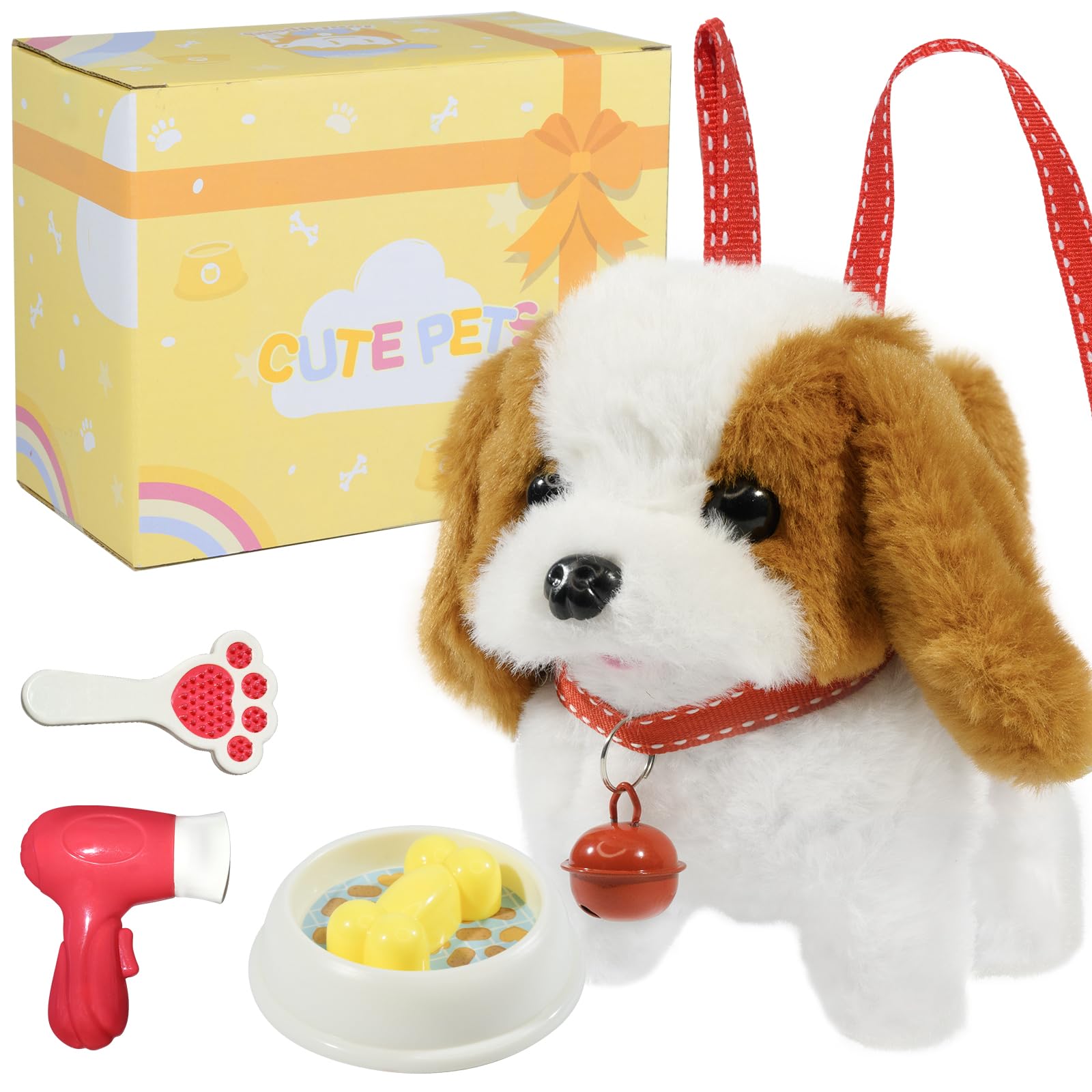 lonfypeng Plush Toys Walking Dog Toys that Can Walk, Bark and Wag Tail,Interactive Electronic Pet Toys Puppy with Leash,Easter Christmas Birthday Gift for Toddlers Kids