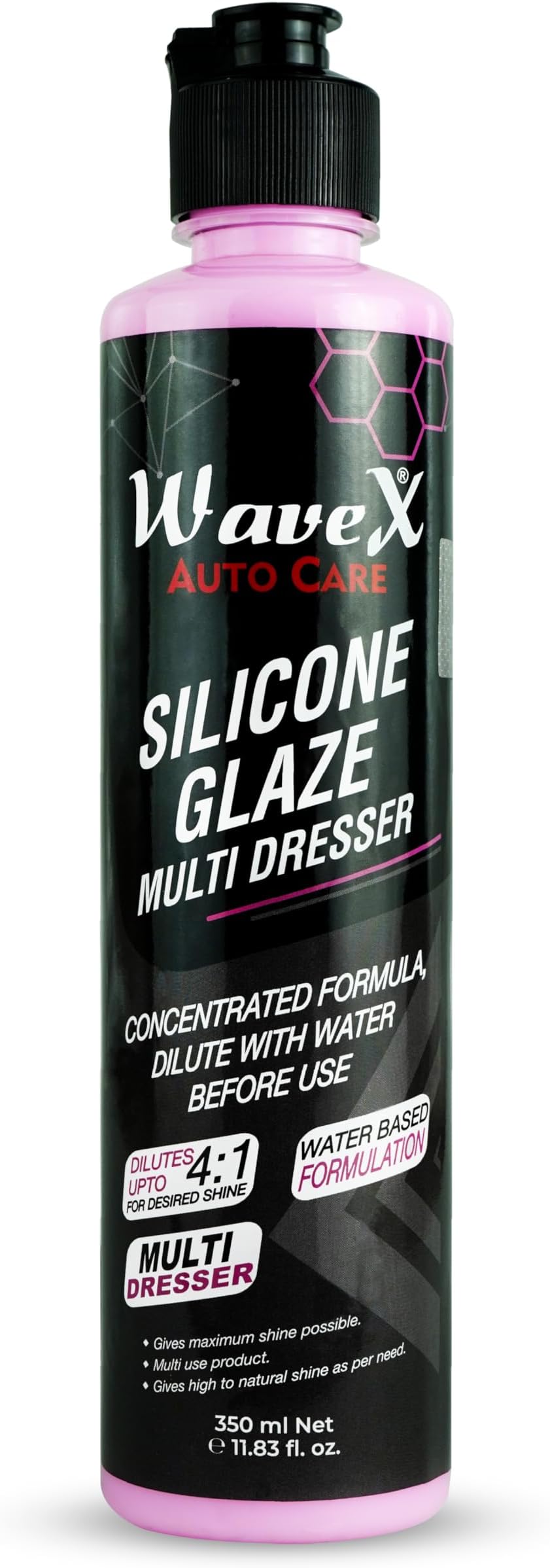 Wavex Plastic Restorer | Silicone Glaze Car Polish Concentrate 350ml | Multi Dresser | Dilutes Upto 1:10 for Variable Shine