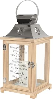 Carson Home Accents Walk Beside Us Memorial Remembrance Battery Powered Flameless Lantern with Automatic Timer, Wood/Silver