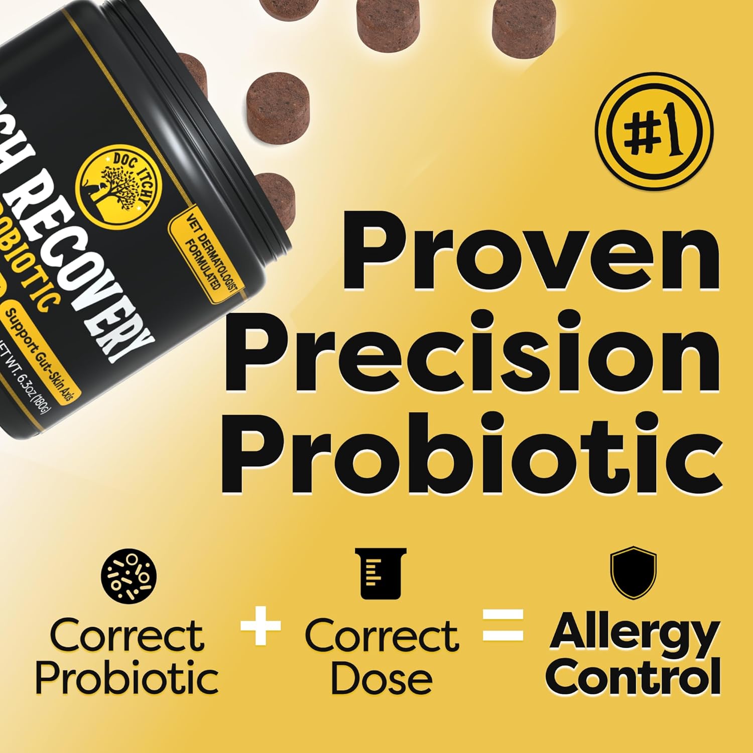 Doc Itchy: Itch Recovery Dog Probiotic Chews | L Sakei & L Paracasei | Targets Itchy Skin, Ears & Paws | Supports Yeast Balance & Gut Health | Clinical-Strength | 90 Count