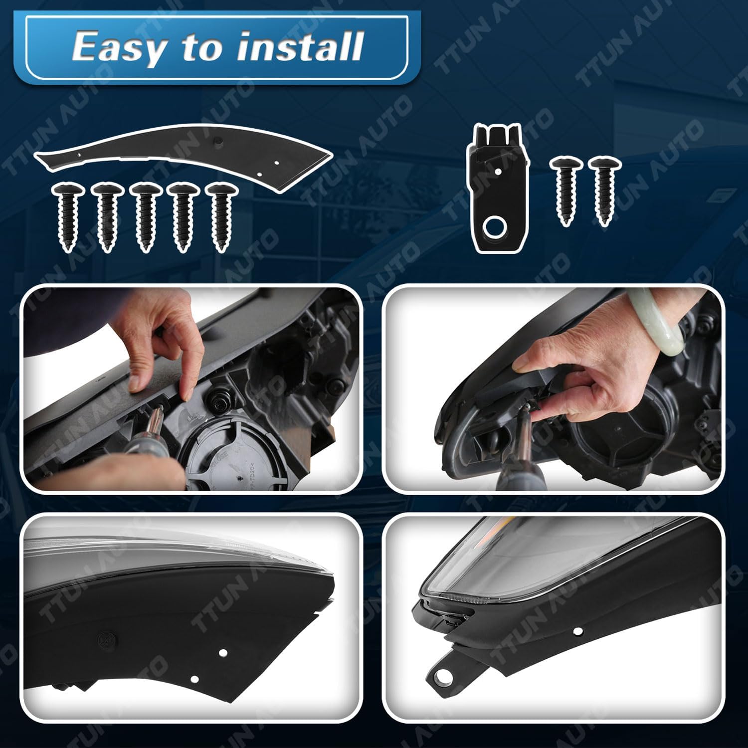 UPGRADE Compatible with 2019-2021 Hyundai Tucson Headlight With Halogen Bulbs & LED Daytime Running Lamp 92102-D3650(Passenger Side)