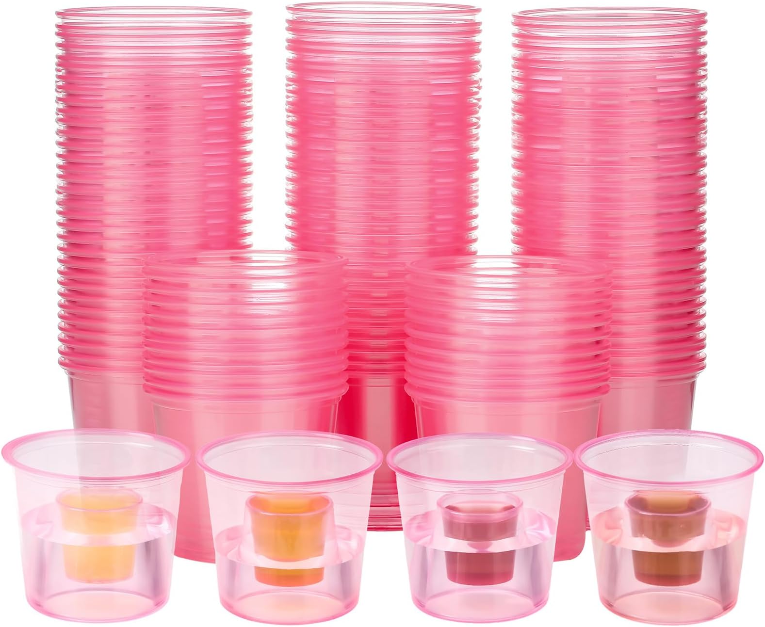 Pink Bomber Cups 4 oz [50 pack] Disposable Plastic Bomber Shot Glasses Cup for Highly Durable and Reusable Perfect for Wedding Thanksgiving Halloween Christmas Party Decorations