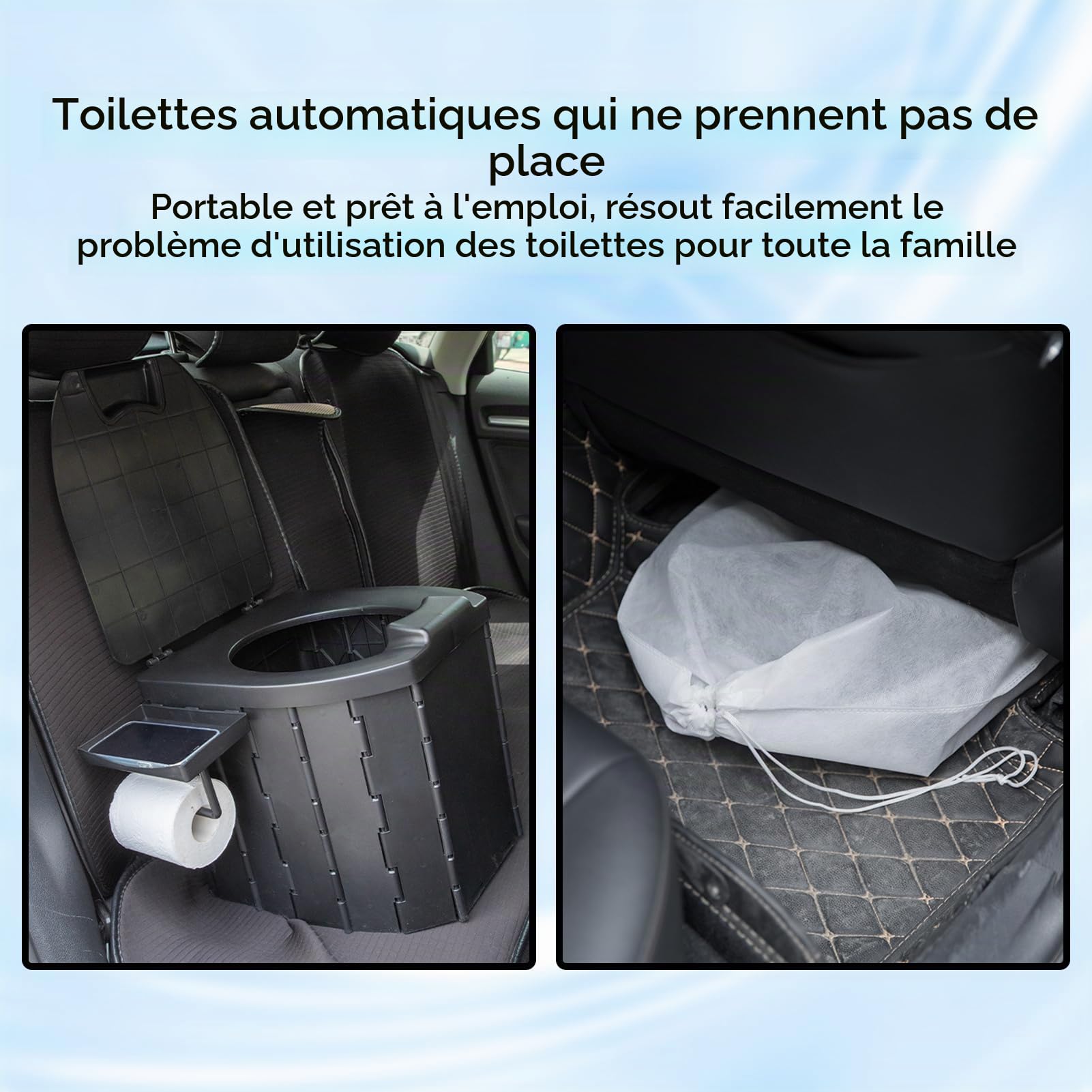 Toilettes de camping, toilettes de camping pliables, toilettes mobiles, toilettes de voyage pliables, toilettes portables pour l'extérieur avec porte-papier toilette et porte-téléphone