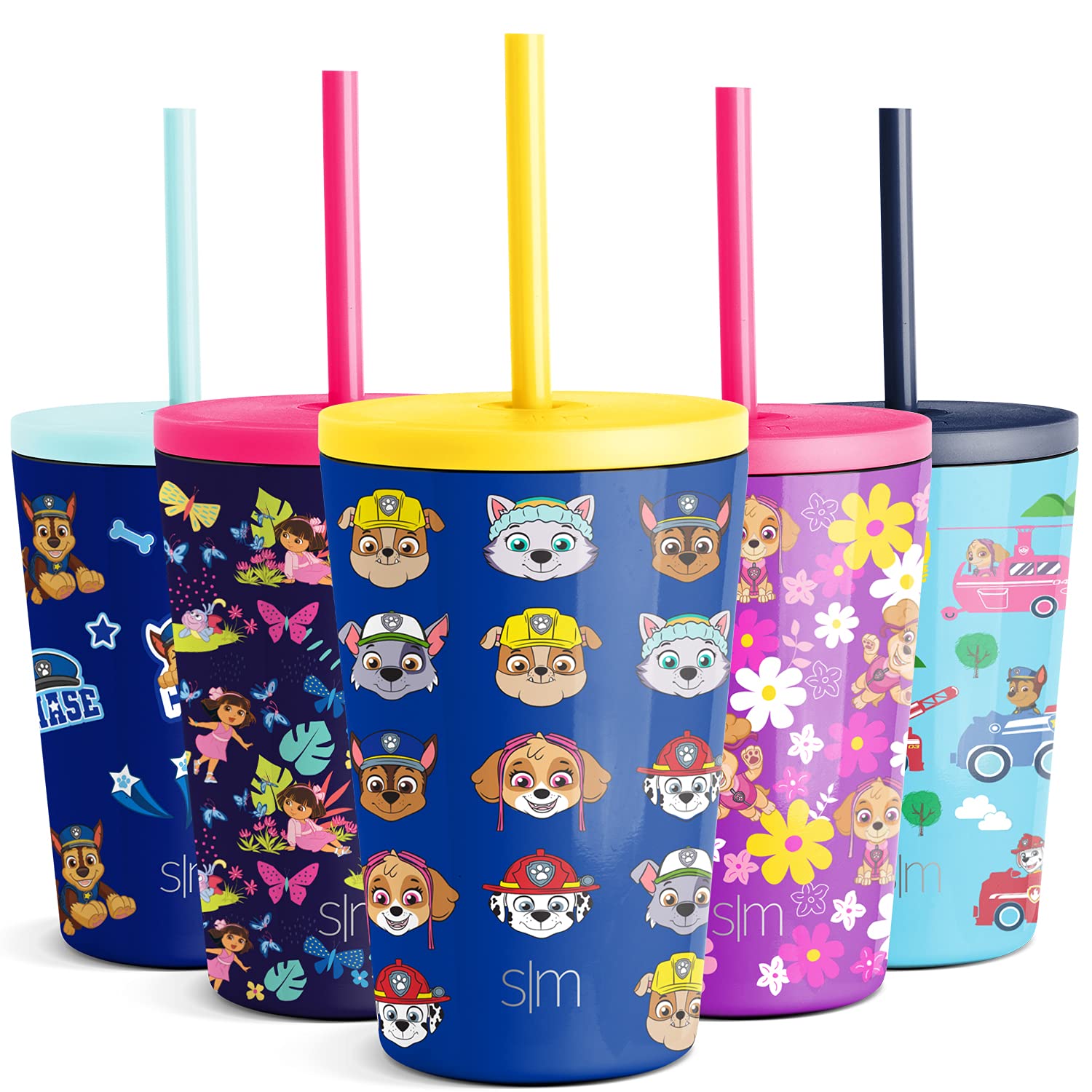 Simple Modern Paw Patrol Toddler Cup with Lid and Silicone Straw | Kids Water Bottle Tumbler Insulated Stainless Steel Thermos | Classic Collection | 12oz, Paw Patrol Faces