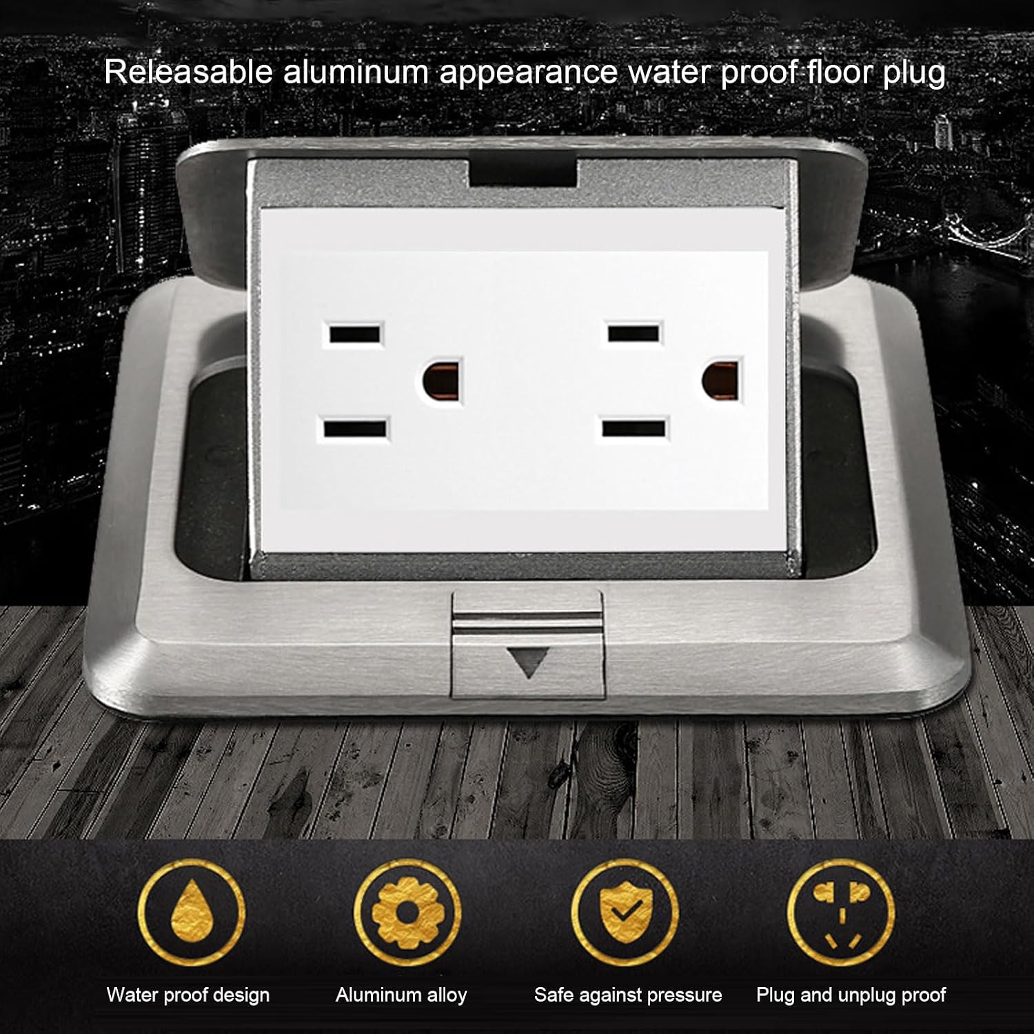 Diydeg Recessed Outlet Box, 15A Fast Charging Pop Up Power Outlet with LED Indicator Light, Desktop Box Socket, Connection Power Strip in Wall TV Connection Kit for Office