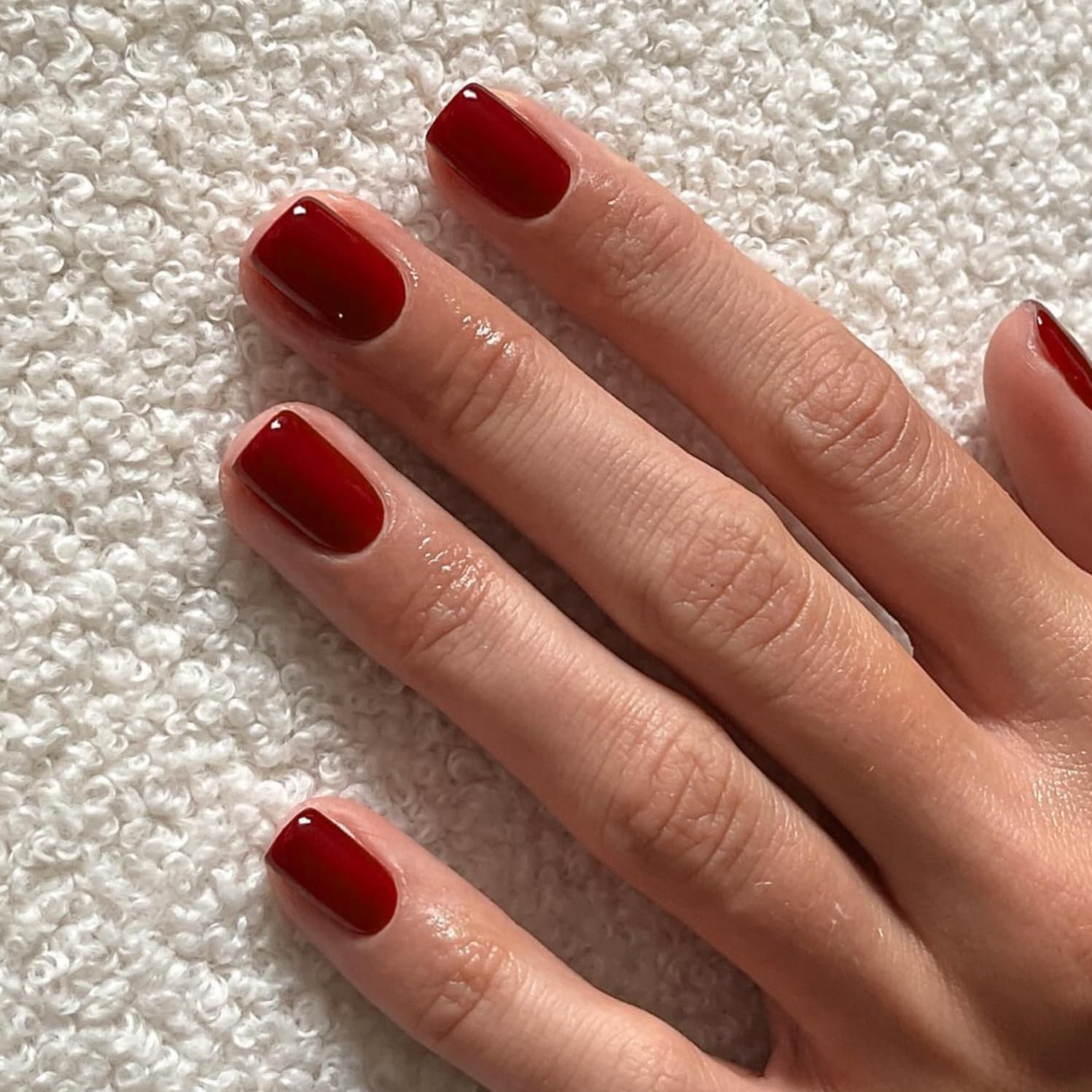 meemooron Square Press on Nails Short Fake Nails Light Blue with Designs Acrylic