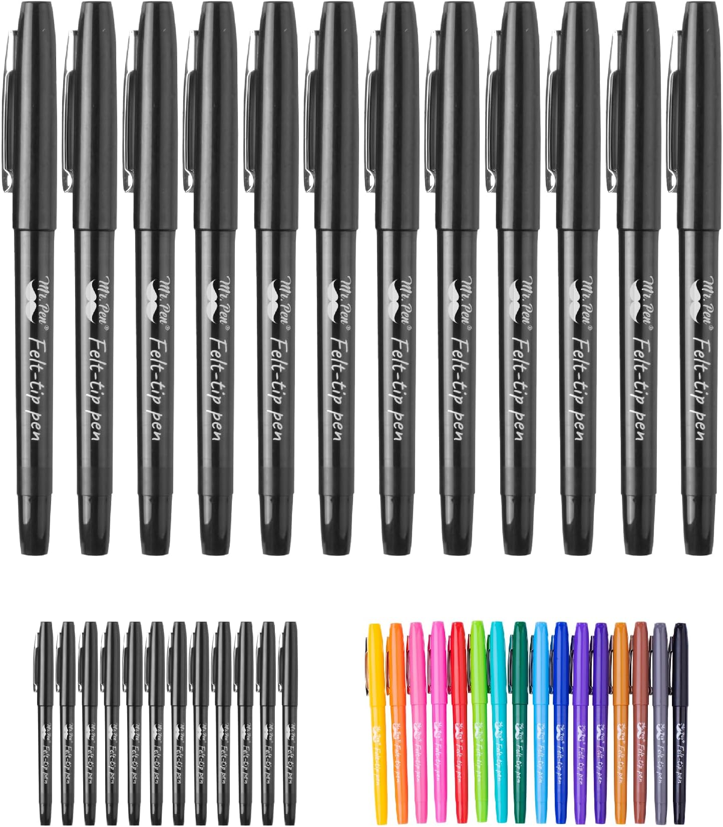 Mr. Pen- Felt Tip Pens, Black Pen, 12 Pack, Fast Dry, No Smear, Planner Markers