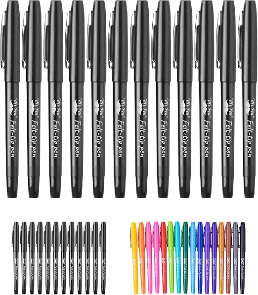 Mr. Pen- Felt Tip Pens, Black Pen, 12 Pack, Fast Dry, No Smear, Planner Markers