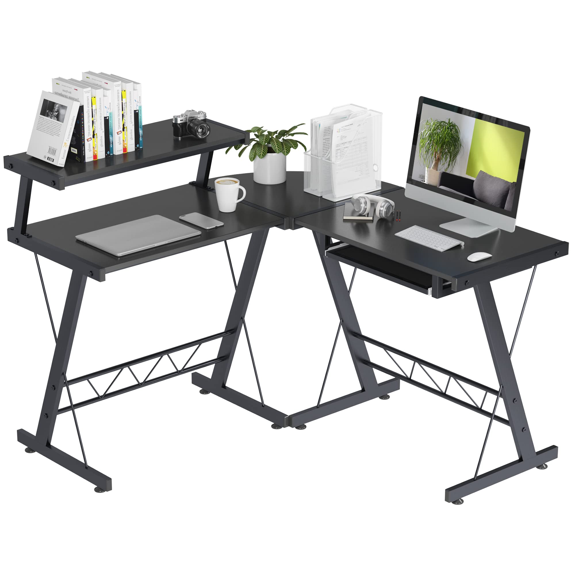 Buy SogesHome 55inches L Shaped Computer Desk L Desk with Shelf and