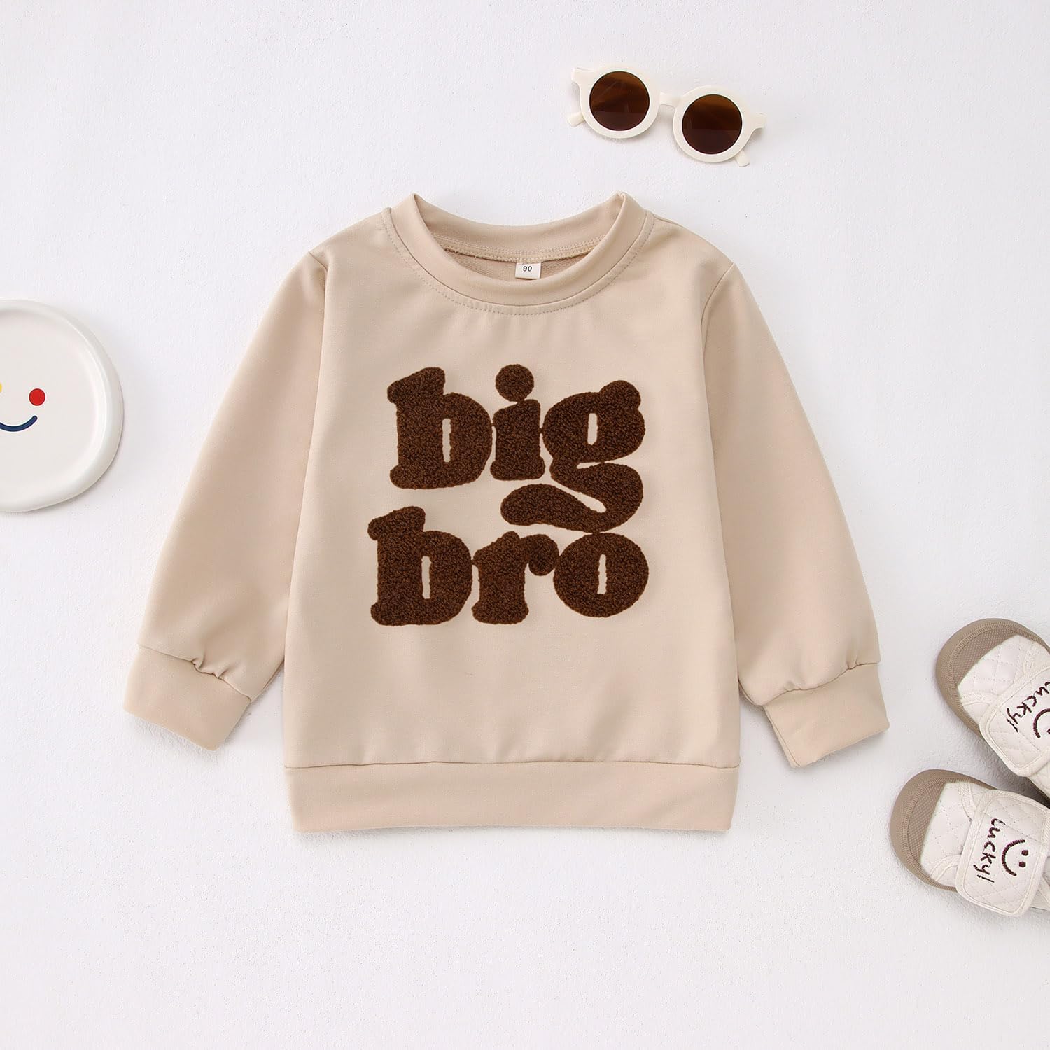 Big Brother Sweatshirt Toddler Boy Big Bro Chenille Patch Letter Print Pullover Crewneck Long Sleeve Shirt Fall Tops - Image 5