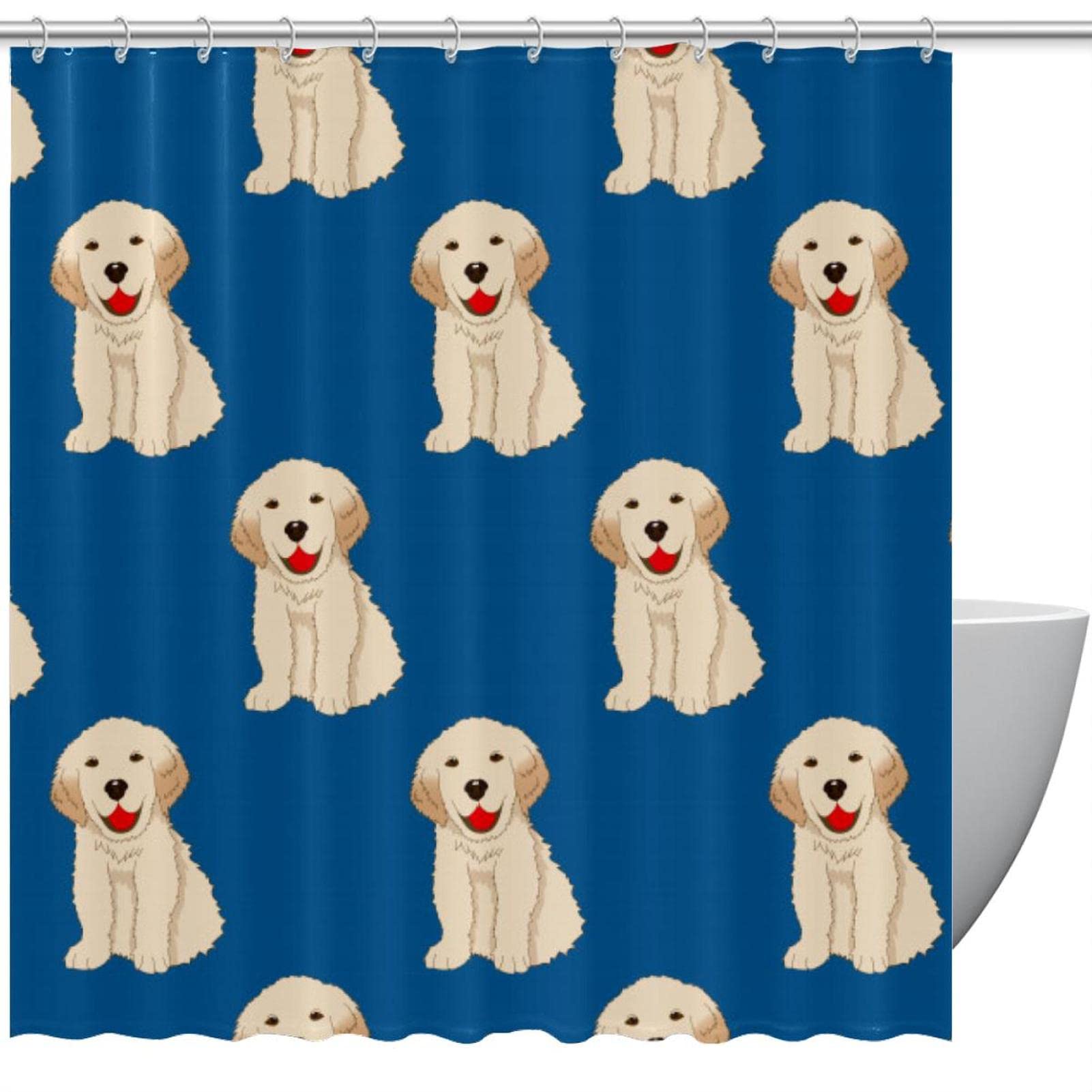 Rideau de douche en tissu chien pour une salle de bain propre
