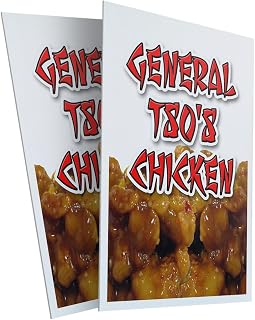 General Tso's Chicken (2-Pack) 24" x 36" Plastic Signs | Sign Insert 4mm Corrugated Plastic Signs Storefront Window Poster