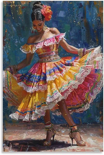 Lienzo folclórico latinoamericano Palenquera colombiana - Decoración de pared