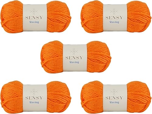 Vista 50 de 3 madejas de hilo Sensy Roving, 3.5 onzas, 132 yardas, calibre 5 voluminoso (Lily Pad)