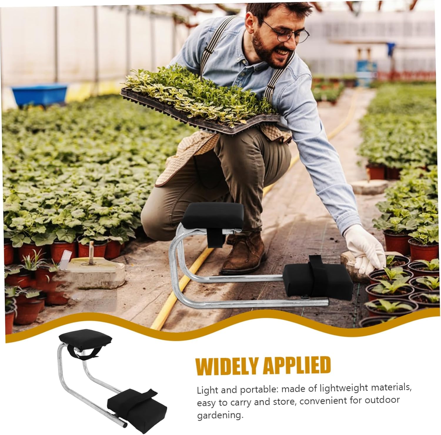 Portable Garden Kneeler Seat Foam Pad Heavy Duty Gardening Bench for Yard Work Sturdy Kneeling Pads Tool Storage Pouches for Gardeners and Home Use