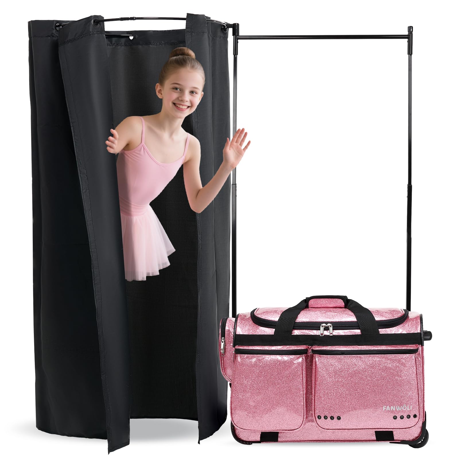 Fanwoli 23 Dance Bag with Rack and Curtain 360 Comprehensive Privacy Protection No Exposure Risk
