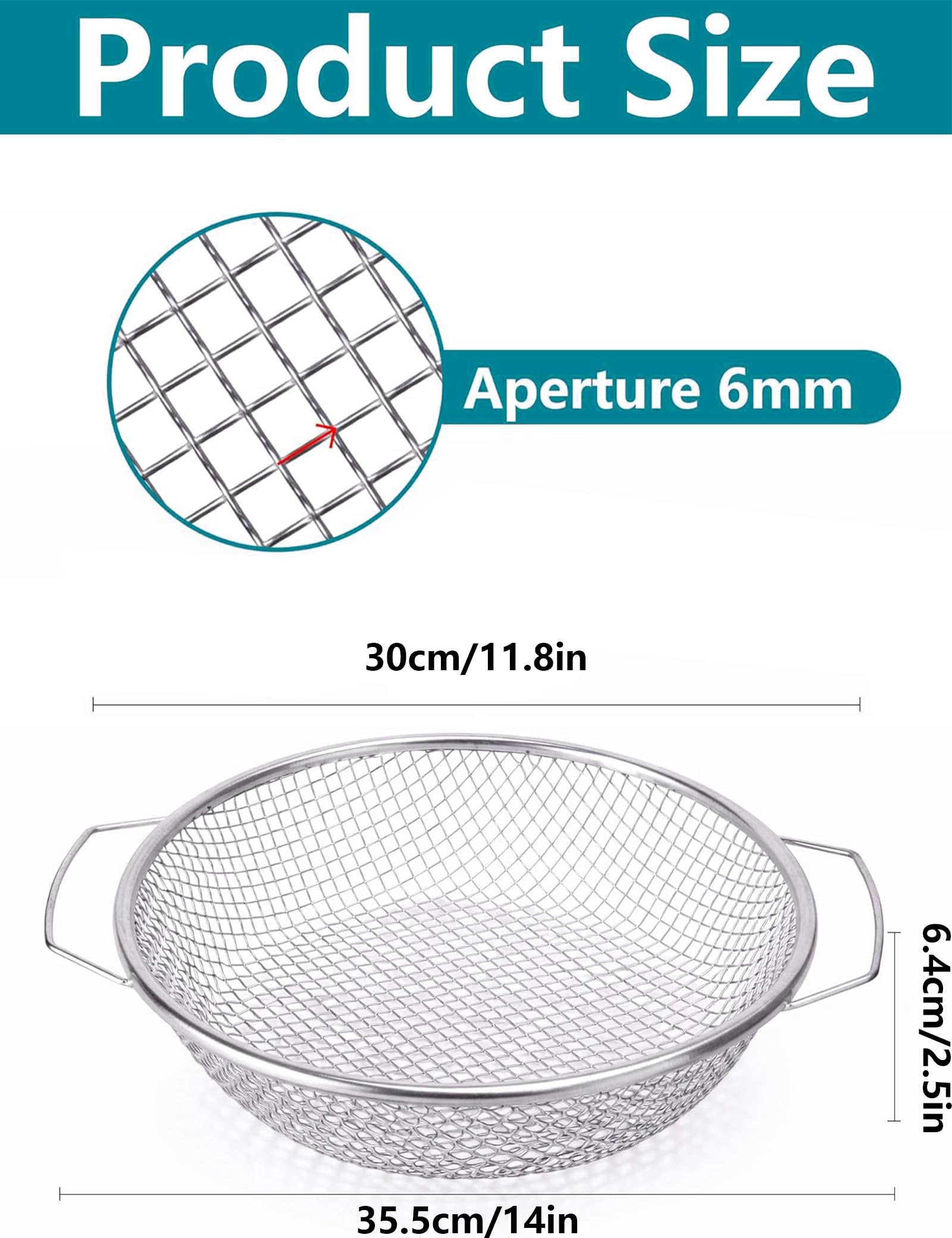 Setaccio da Giardino per Terra con Maglia 6mm, Setaccio per Compost in Acciaio Inox, Vaglio per Sabbia e Sassi, Strumento Professionale per Giardinaggio