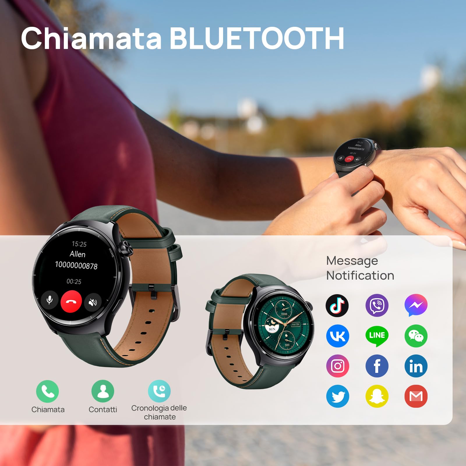 Mibro Lite3 Pro GPS orologio telefonica sportivo smartwatch da donna e uomo per android e ios con 1.32" AMOLED UHD 1000nit contapassi SpO2 misurazione,5ATM Impermeabile (verde scuro)