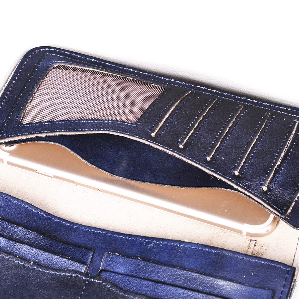 Le'aokuu Men's Véritable Cuir Bifold Portefeuille Organisateur Chéquier Chaîne De Fer (W8645 A Café)