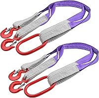 Vista 1 de 2 correas de elevación con ganchos, 3.3 pies, capacidad de 4409 libras, eslinga de poliéster para bridas, correa resistente de dos patas