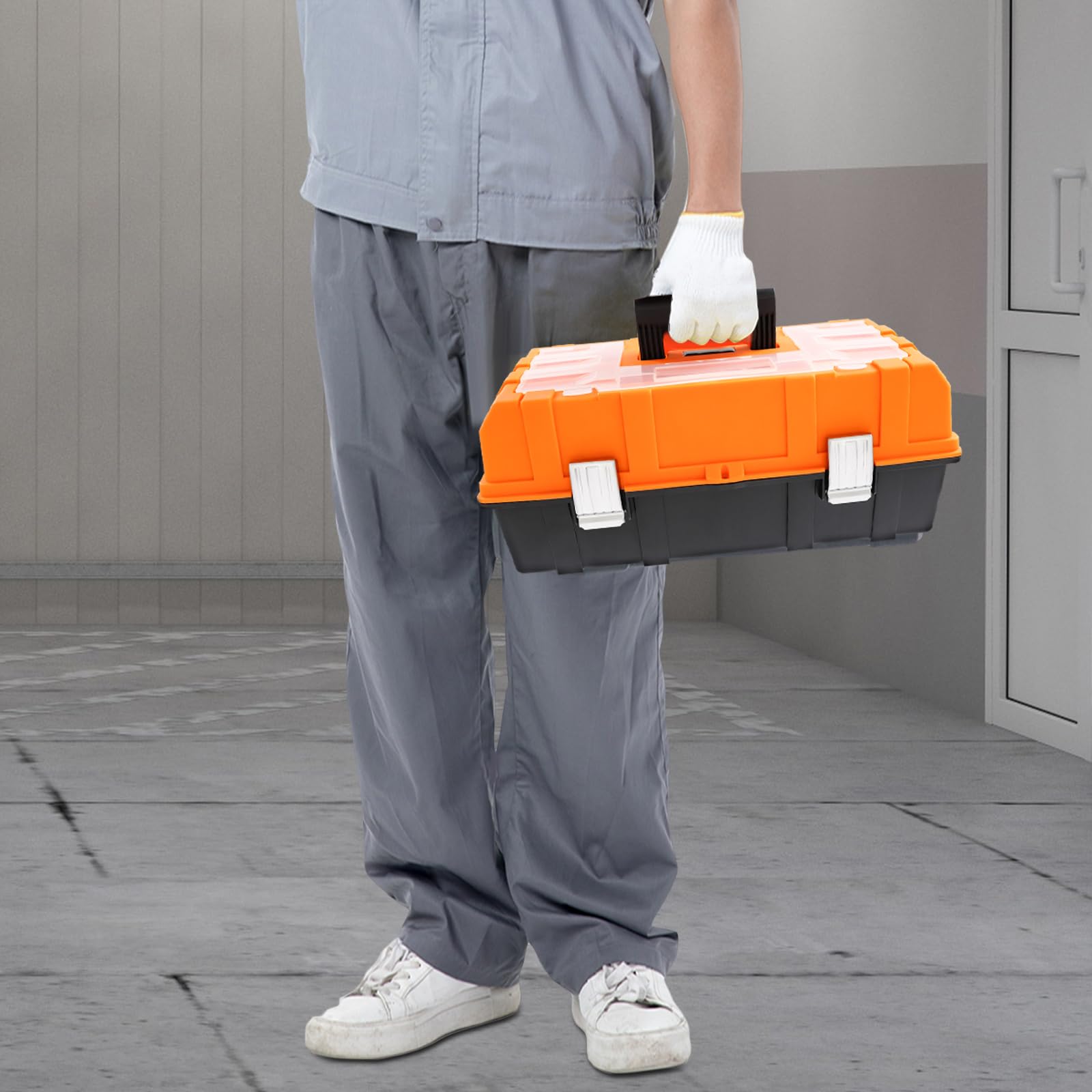 Caja de herramientas Stanley con asa plegable, caja de herramientas vacía, cómoda y portátil, 3 niveles con mucho espacio de almacenamiento, para bricolaje, artesanos y profesionales