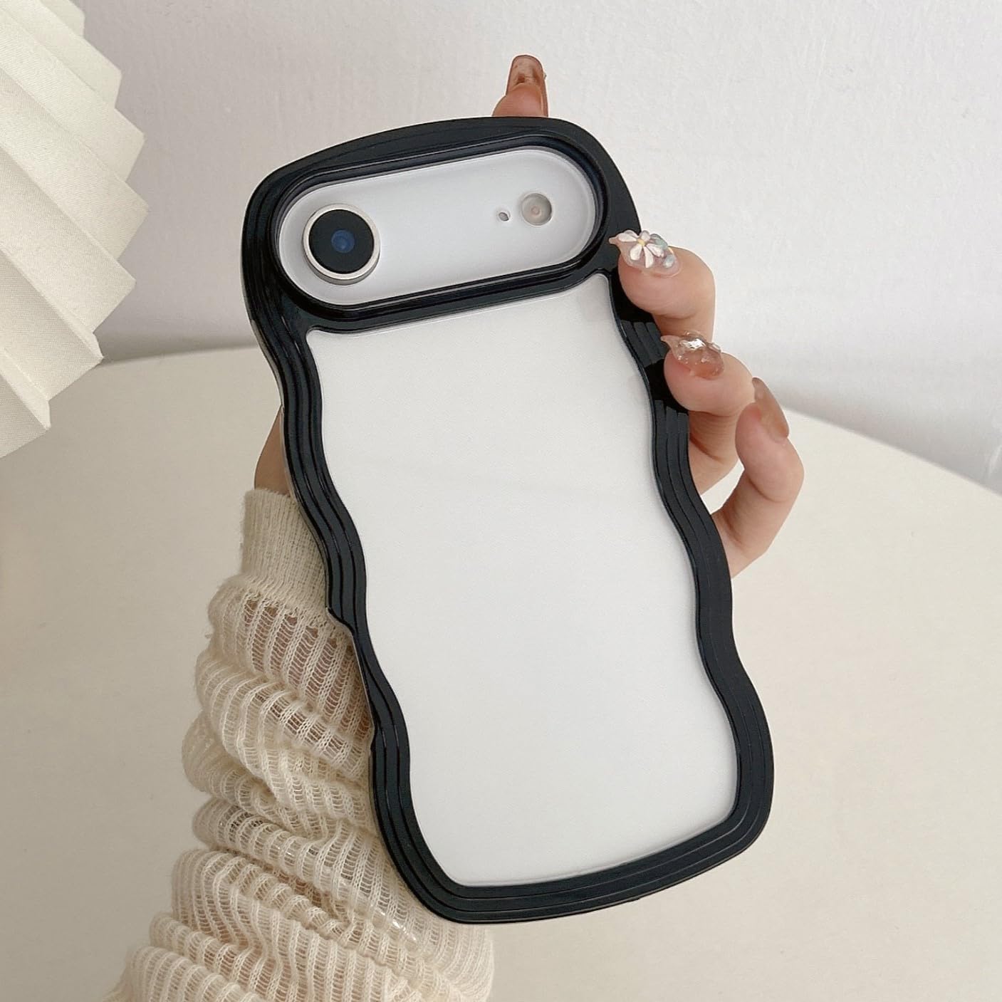 QLTYPRI Compatible with iPhone 16 Case, Cute Curly Wave Frame Clear Case for Girls Women, Transparent Soft Silicone TPU Bumper Shockproof Protective Cover for iPhone 16 - Pink — view 34