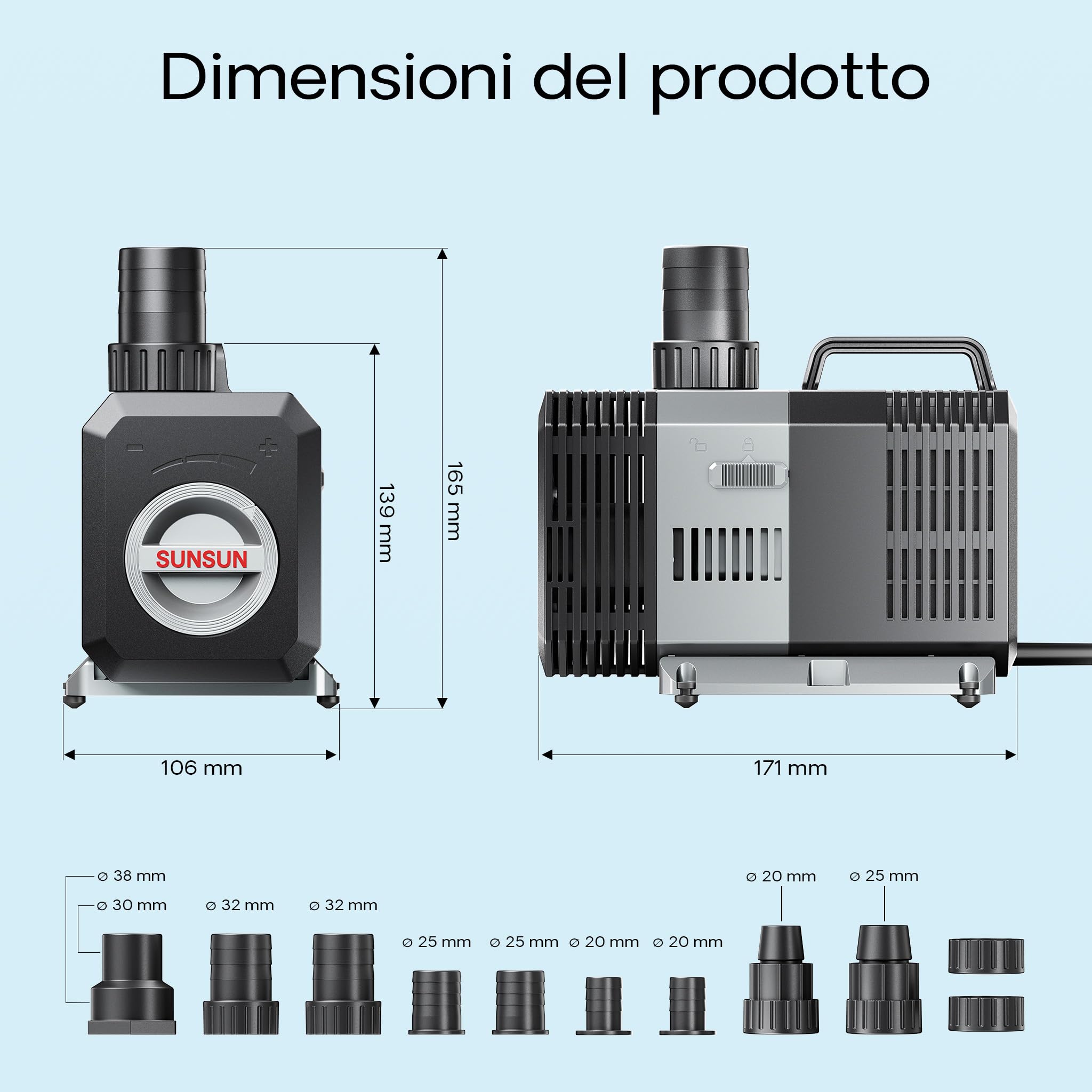 Pompa Per Laghetto SunSun NEO-3800 3600l/h - Per Filtrazione E Circolazione Acqua - Foto 9