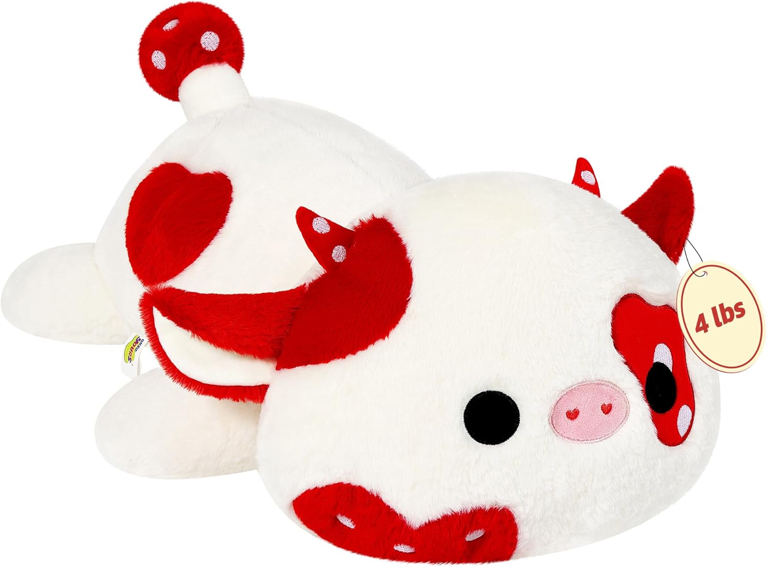 Onsoyours Original Weighted Mushroom Cow Stuffed Animals, 4.0 lbs Weighted Plush for Stress Relief – 20″ Large Soft Cow Pillow Gifts for Kids & Adults