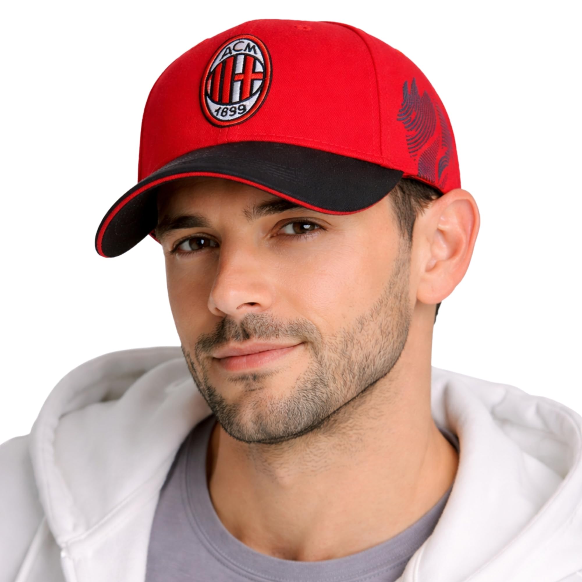 AC Milan Cappello Ufficiale in Cotone Rosa con Logo Modello Baseball Visiera Curva Regolabile