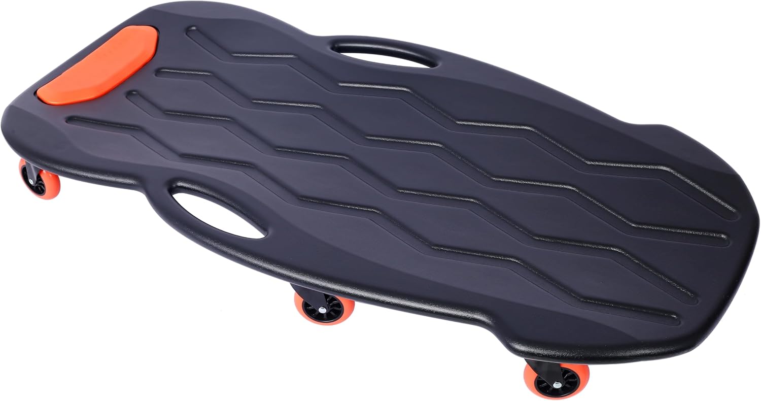 Mechanic Creeper - 330 Lbs Capacity 48in Rolling Garage Shop Creeper with Padded Headrest & 6 Wheels | Portable Plastic Automotive Creeper Lightweight Red