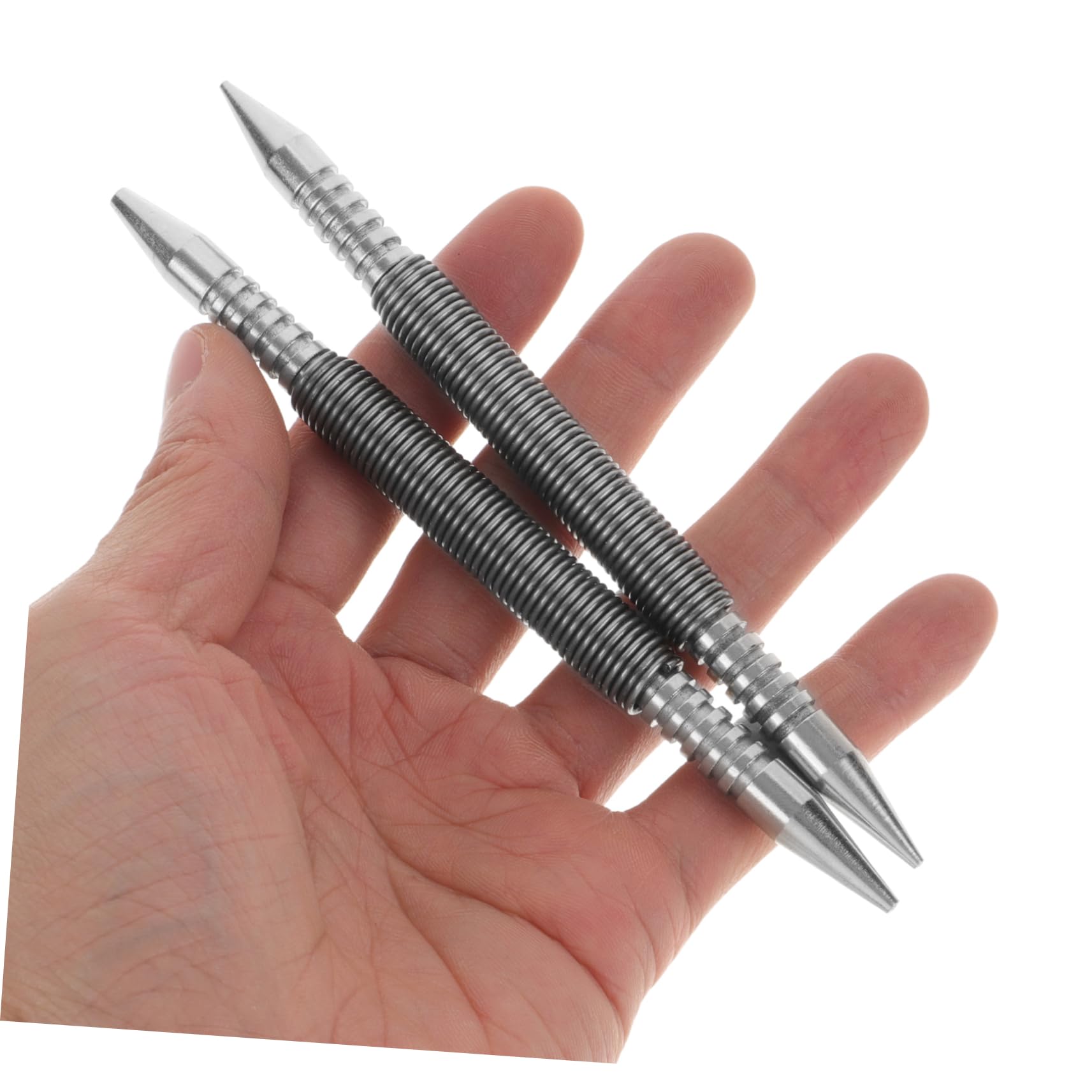 EXCEART 5 Series Juego De Punzones Para Clavos Con Resorte Puñetazos Carpintería Y Manicura Perforador De Uñas Cargado Punzón Central Con Resorte Plata Acero Carbono 2 Piezas X 5