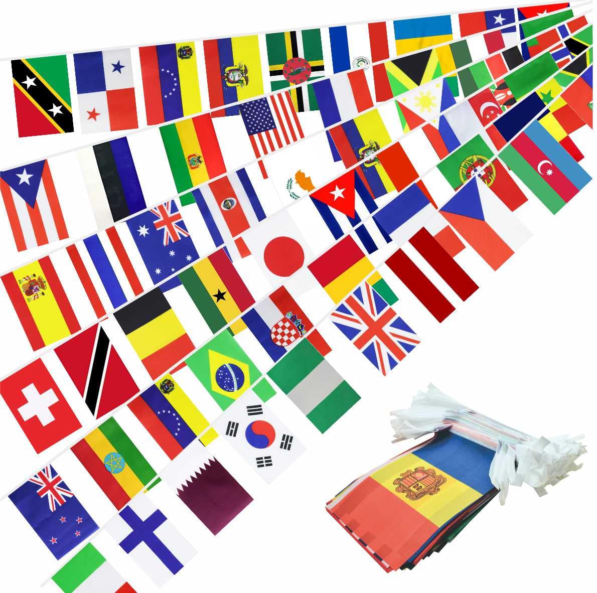 Ckexin 226 Countries International World String Flags Banner Set Small Mini All Countries National Bunting Flags Decorations for Classroom,Olympic,Bar,Sports Clubs,School Festivals Celebrations