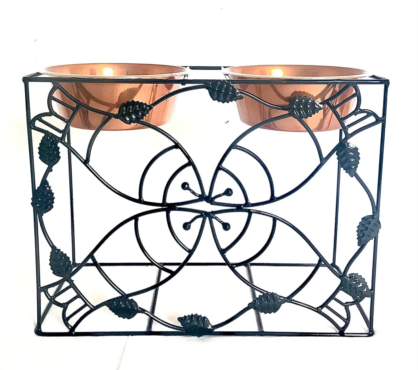 Dog Bowl for Food & Water Raised Stand - 16" Height in 2 Sizes - 3 QT. (2800 ml) & 2 QT. (1900 ml) | Elevated Double Feeder| Heavy Steel Metal, topple Proof | Large & Medium Breed (3 QT 2800 ml)