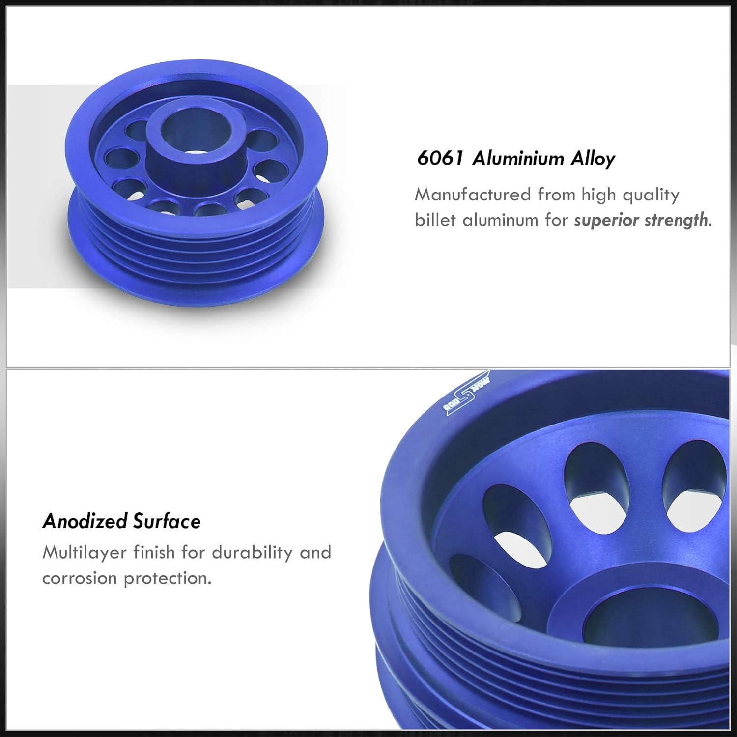AJP Distributors JDM High Upgrade Light Weight Aluminum Engine Alternator Idler Crank Pulley Wheel Kit Anodized Blue Compatible/Replacement For 350Z G35 VQ35DE 2002 2003 2004 2005 2006 02 03 04 05 06