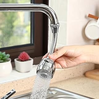 Boquilla giratoria de 360°, 2 modos de flujo, extensor retráctil a prueba de salpicaduras y ahorro de agua con diseño duradero, adecuado para fregaderos de cocina y baño